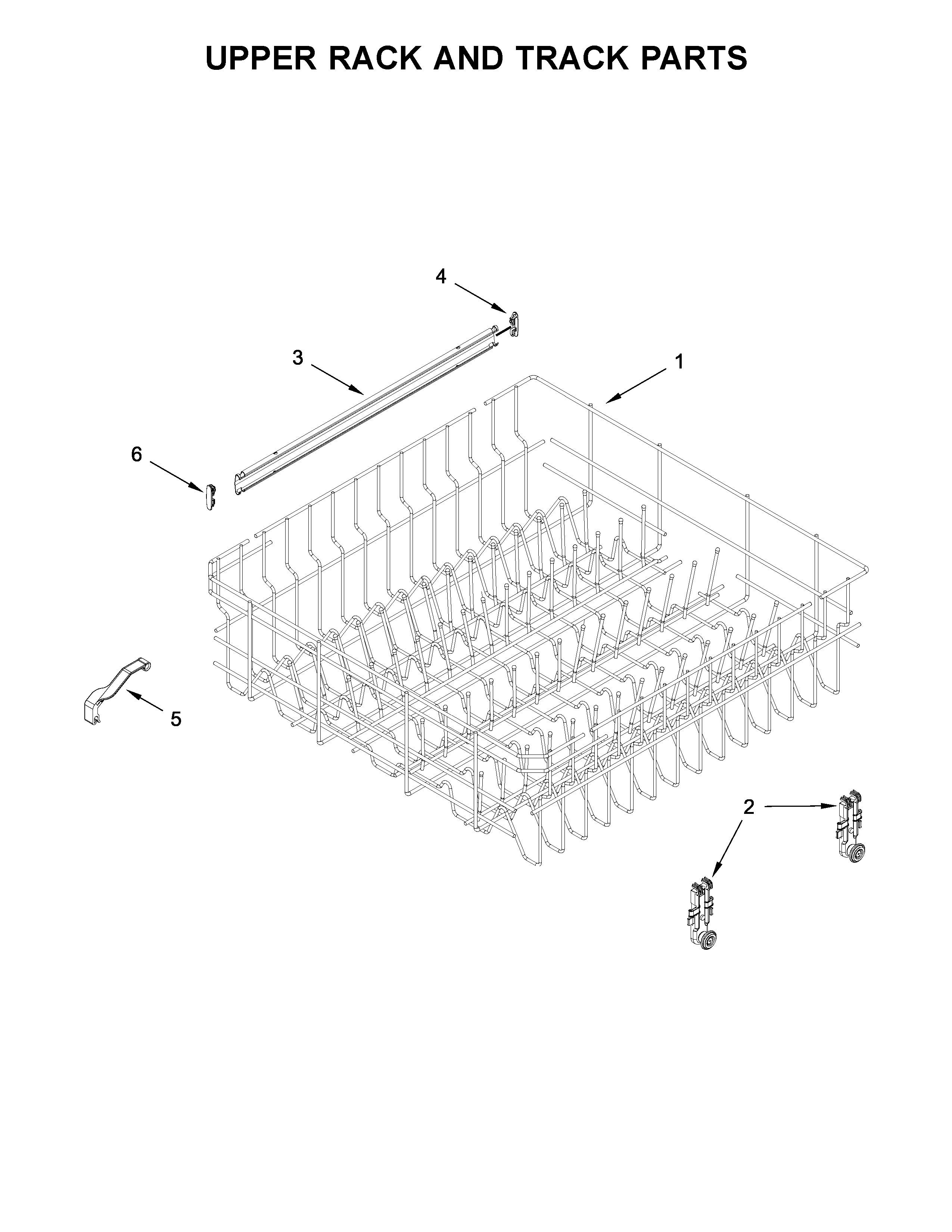Kenmore 66512413N413 upper rack and track parts diagram