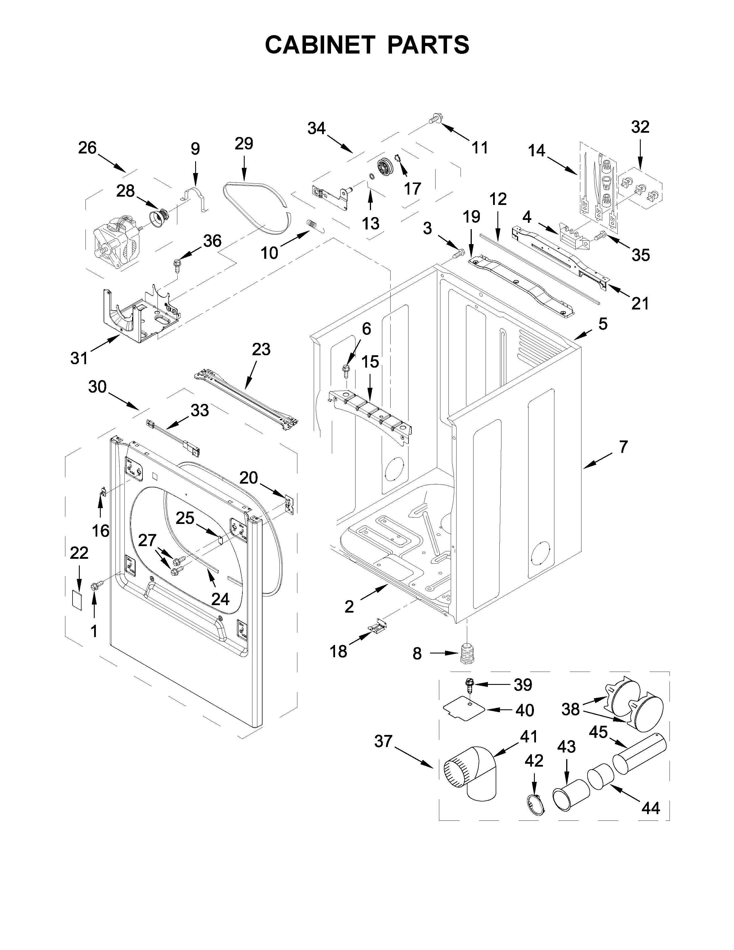 Kenmore 11069132414 cabinet parts diagram