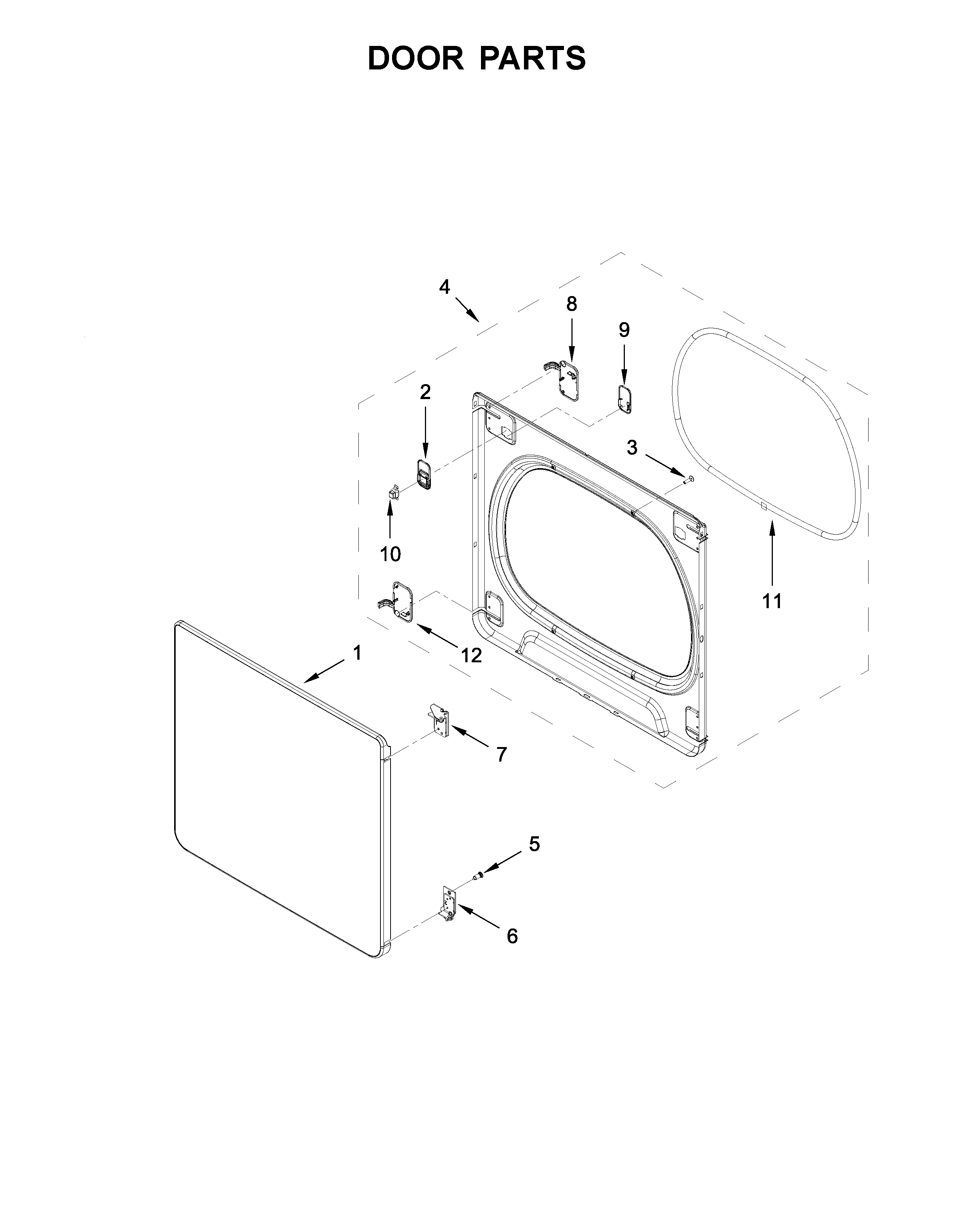 Kenmore 11069132414 door parts diagram
