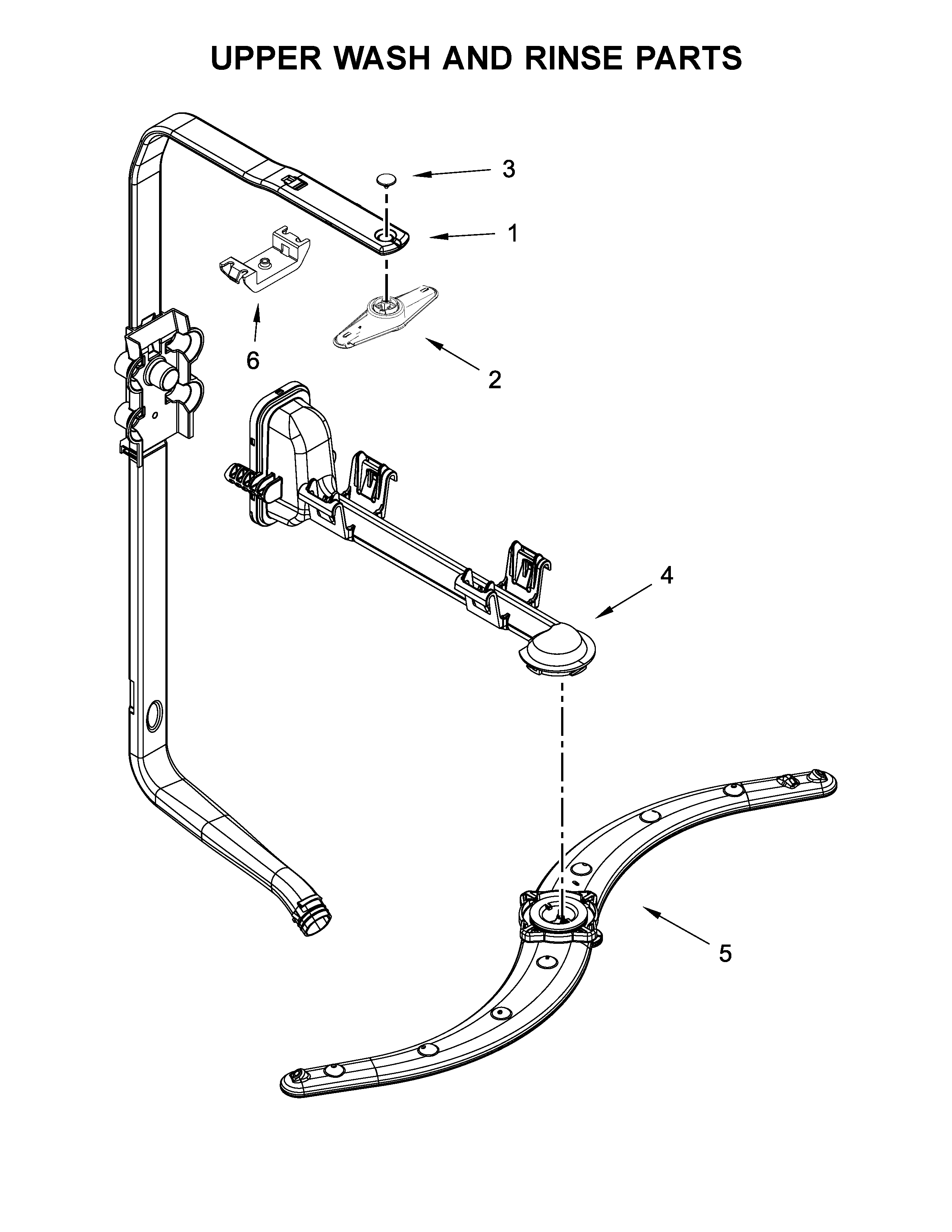 Kenmore 66513223N414 upper wash and rinse parts diagram