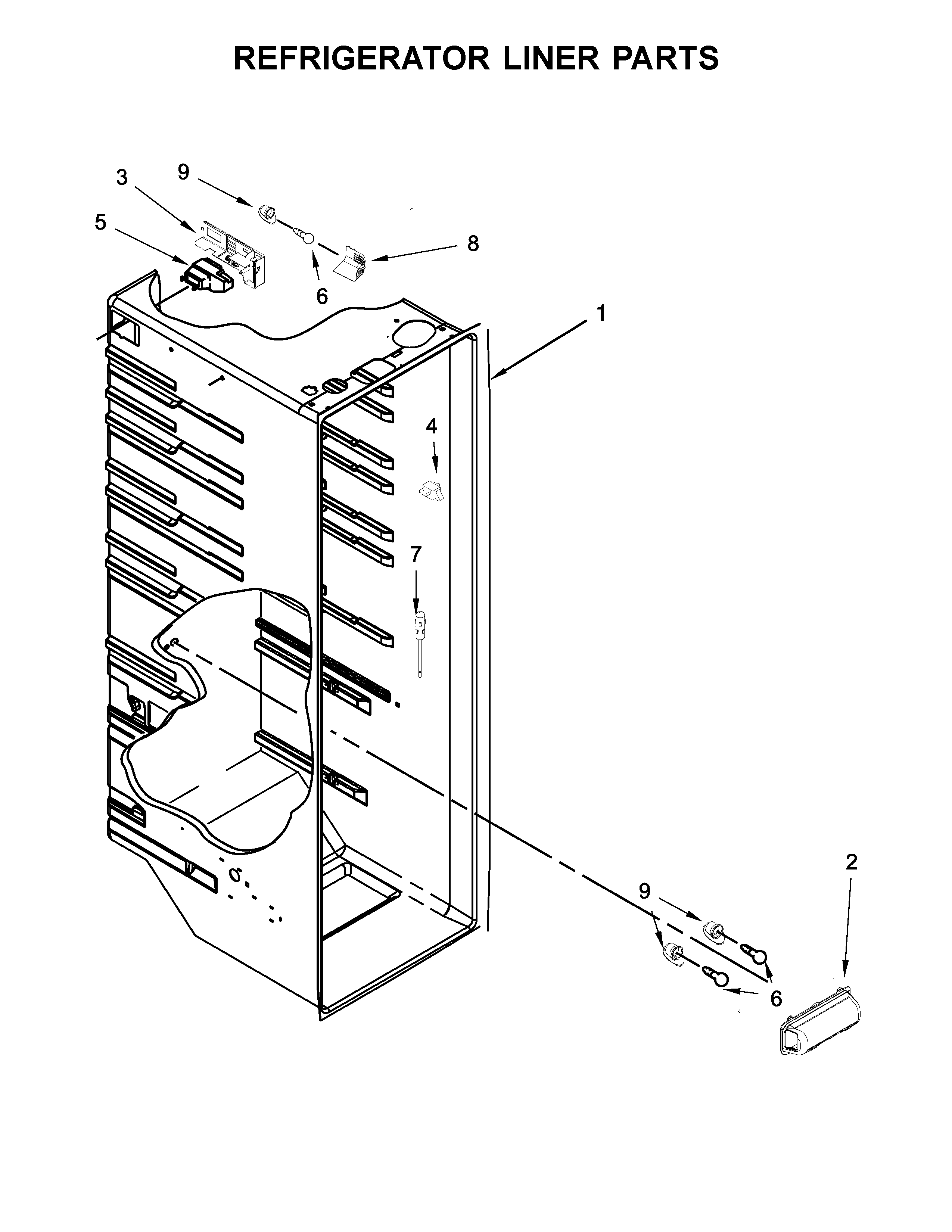 Kenmore 10641173710 refrigerator liner parts diagram