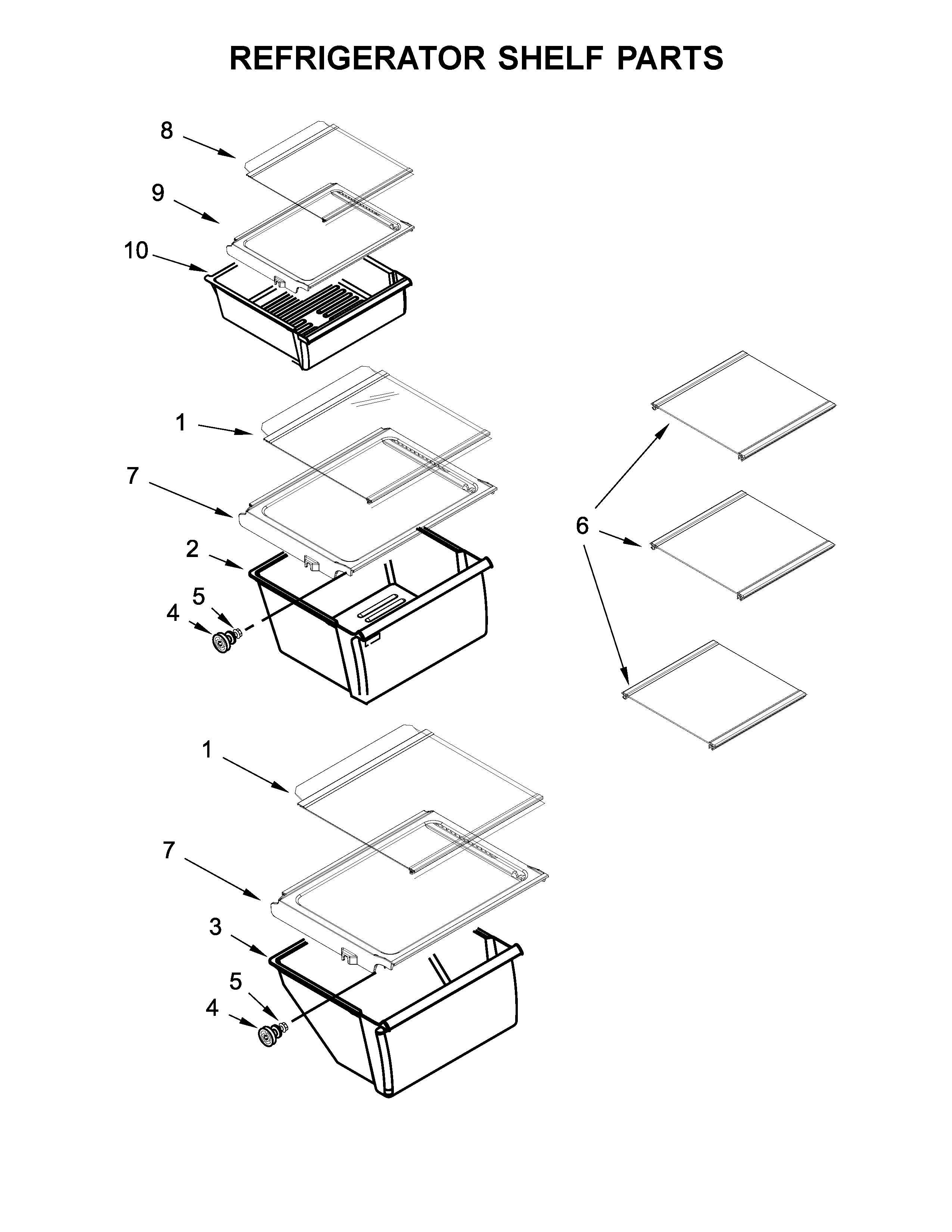 Kenmore 10641173710 refrigerator shelf parts diagram