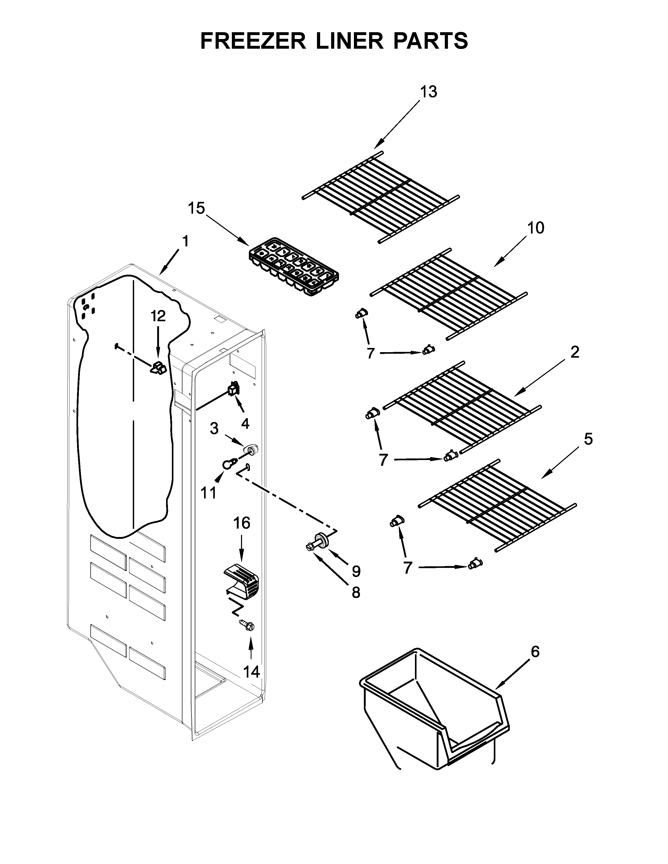 Kenmore 10641173710 freezer liner parts diagram