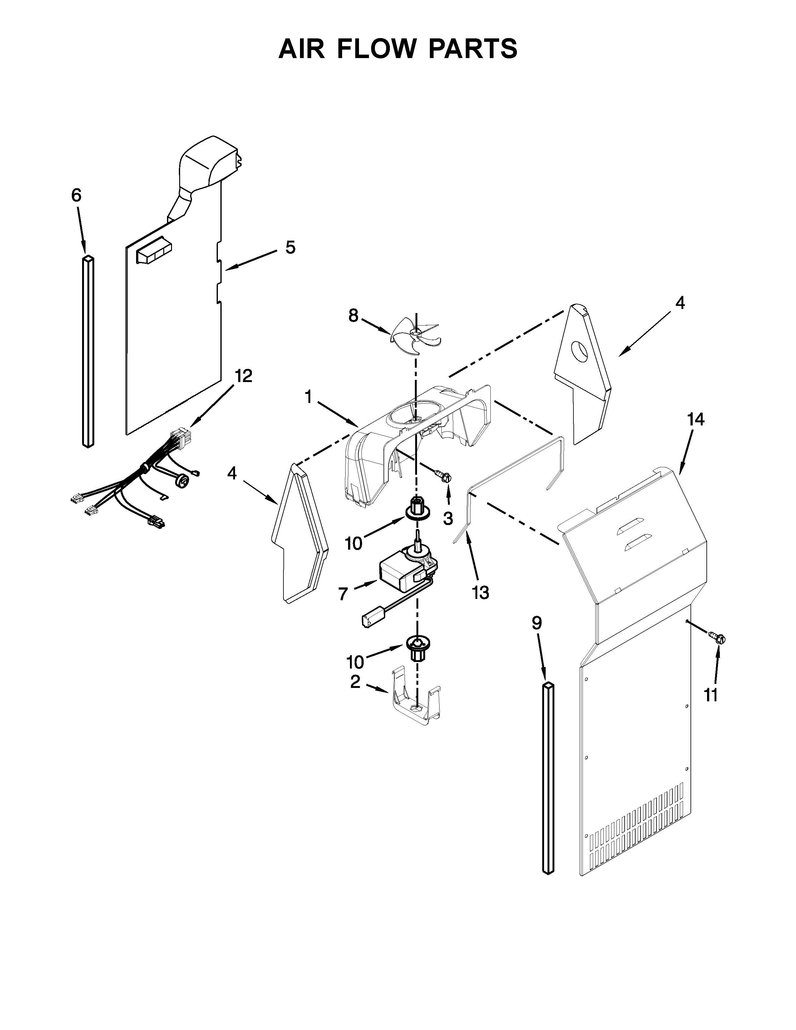 Kenmore 10641173710 air flow parts diagram