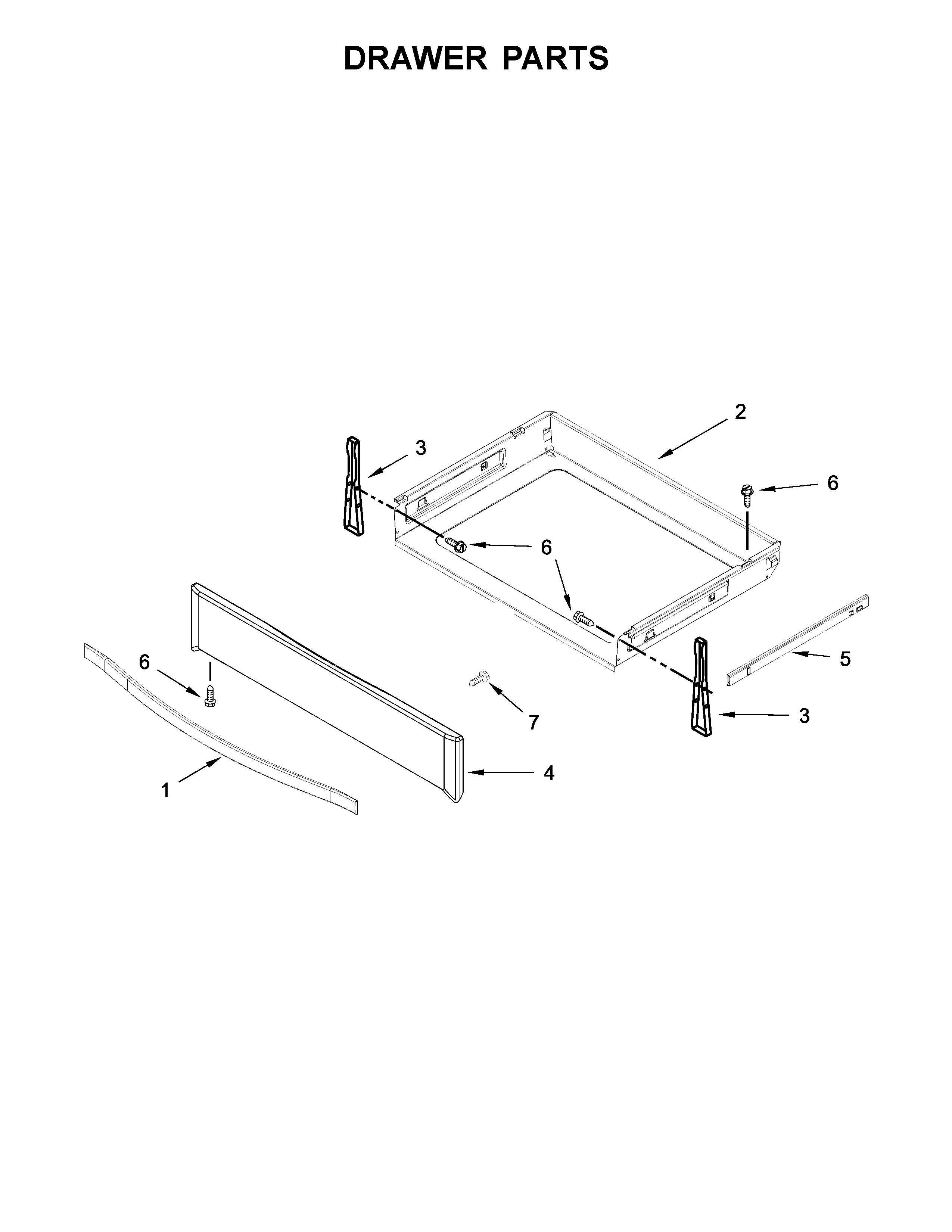 Kenmore 664C95123610 drawer parts diagram