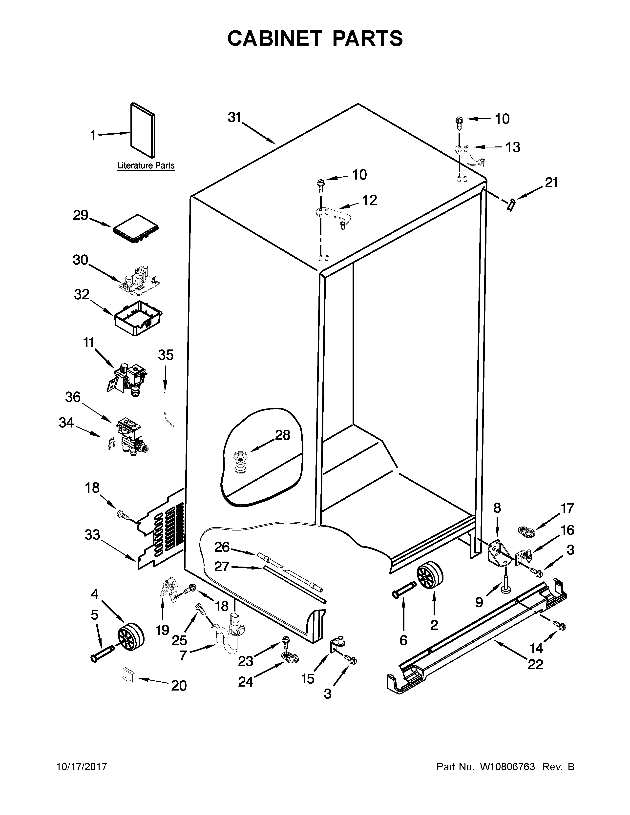 Kenmore Elite 10651712411 cabinet parts diagram