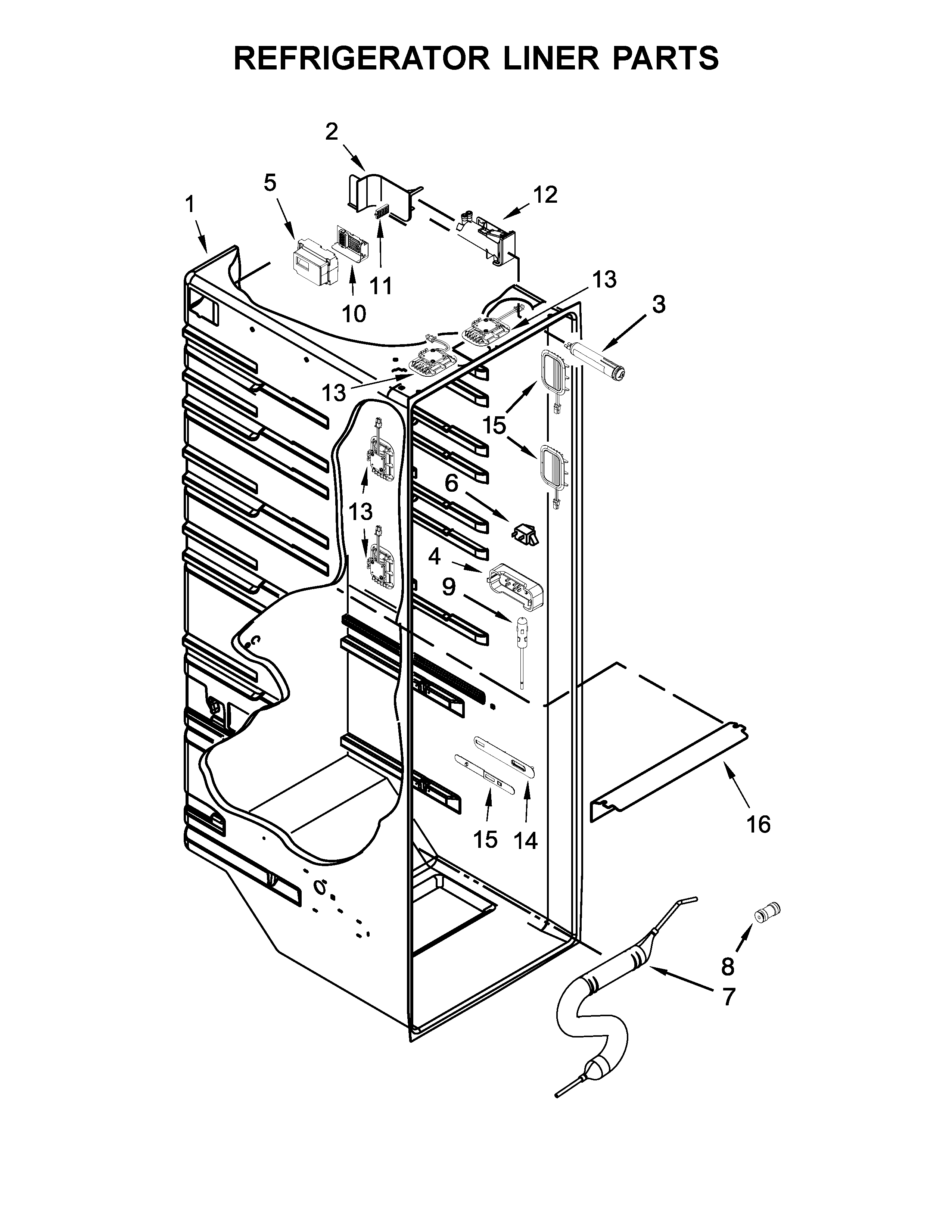 Kenmore Elite 10651712411 refrigerator liner parts diagram