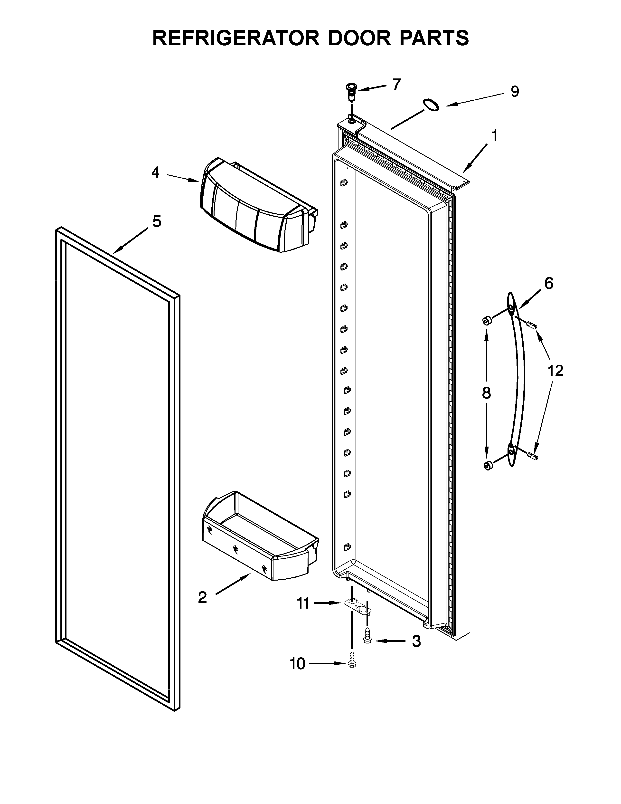 Kenmore Elite 10651712411 refrigerator door parts diagram