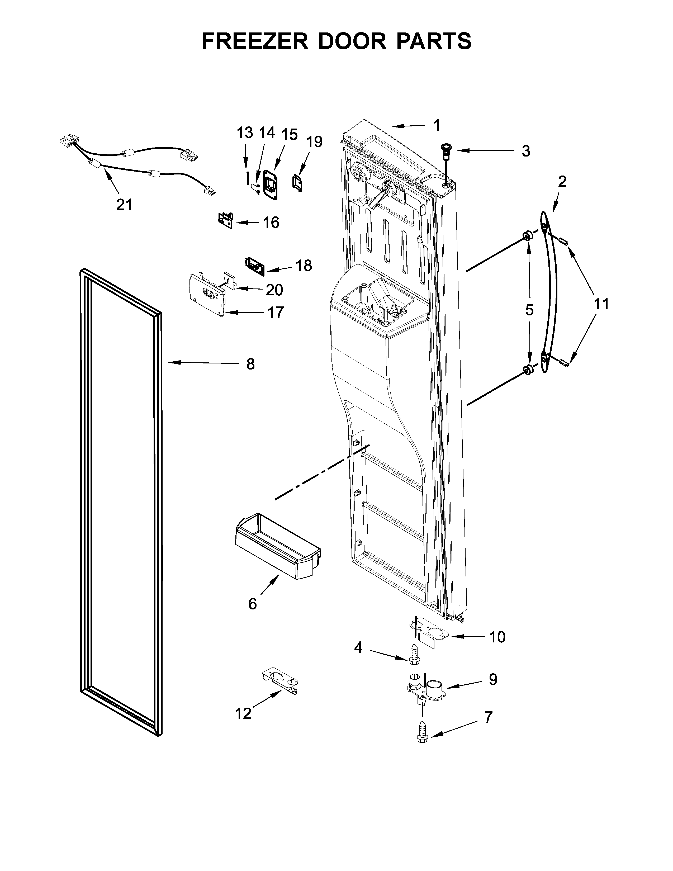 Kenmore Elite 10651712411 freezer door parts diagram