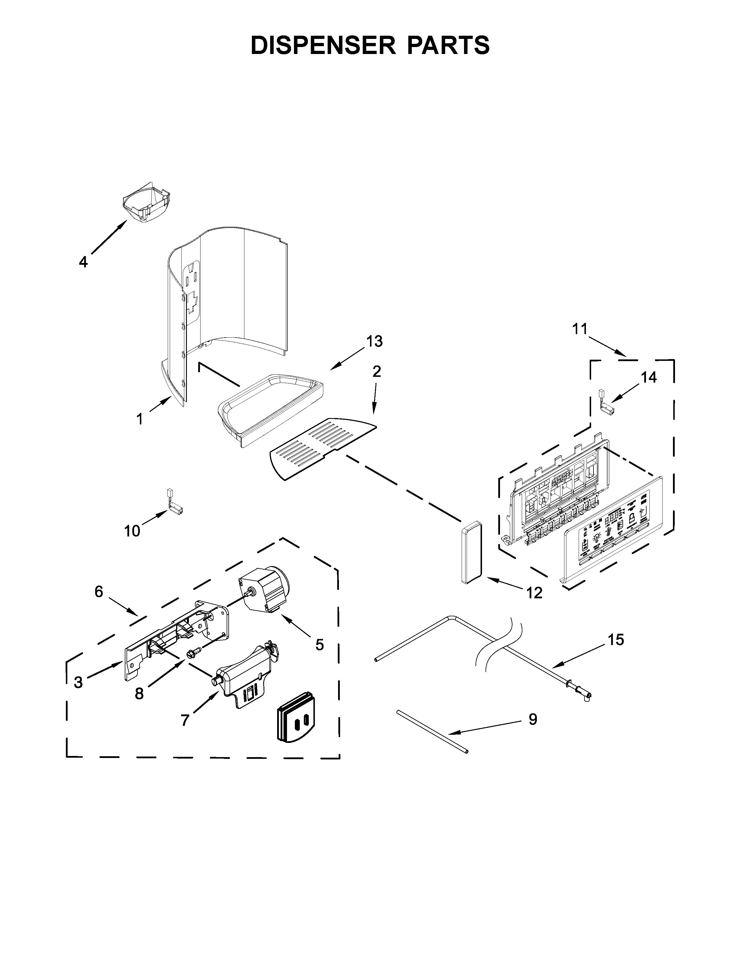 Kenmore Elite 10651712411 dispenser parts diagram