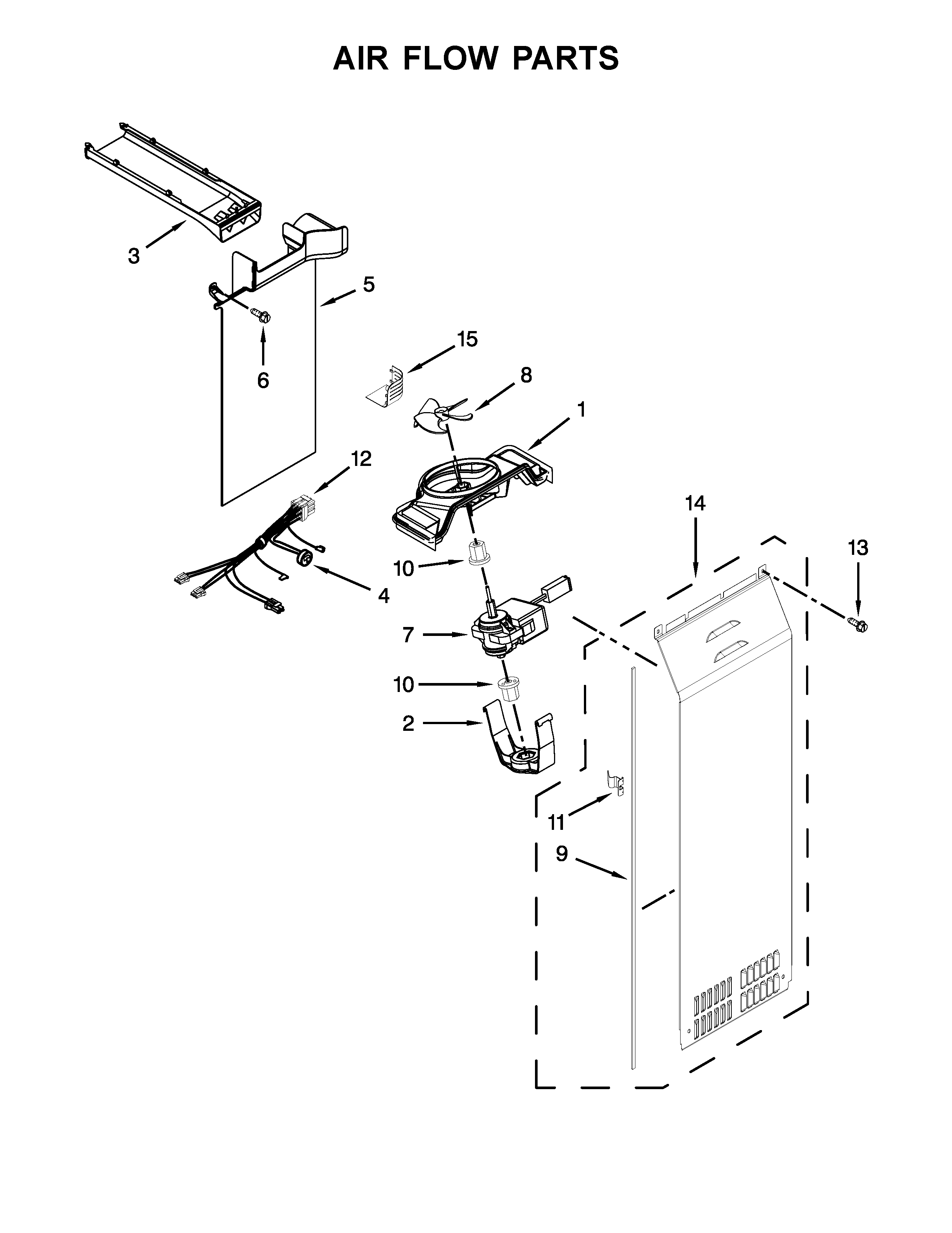 Kenmore Elite 10651712411 air flow parts diagram