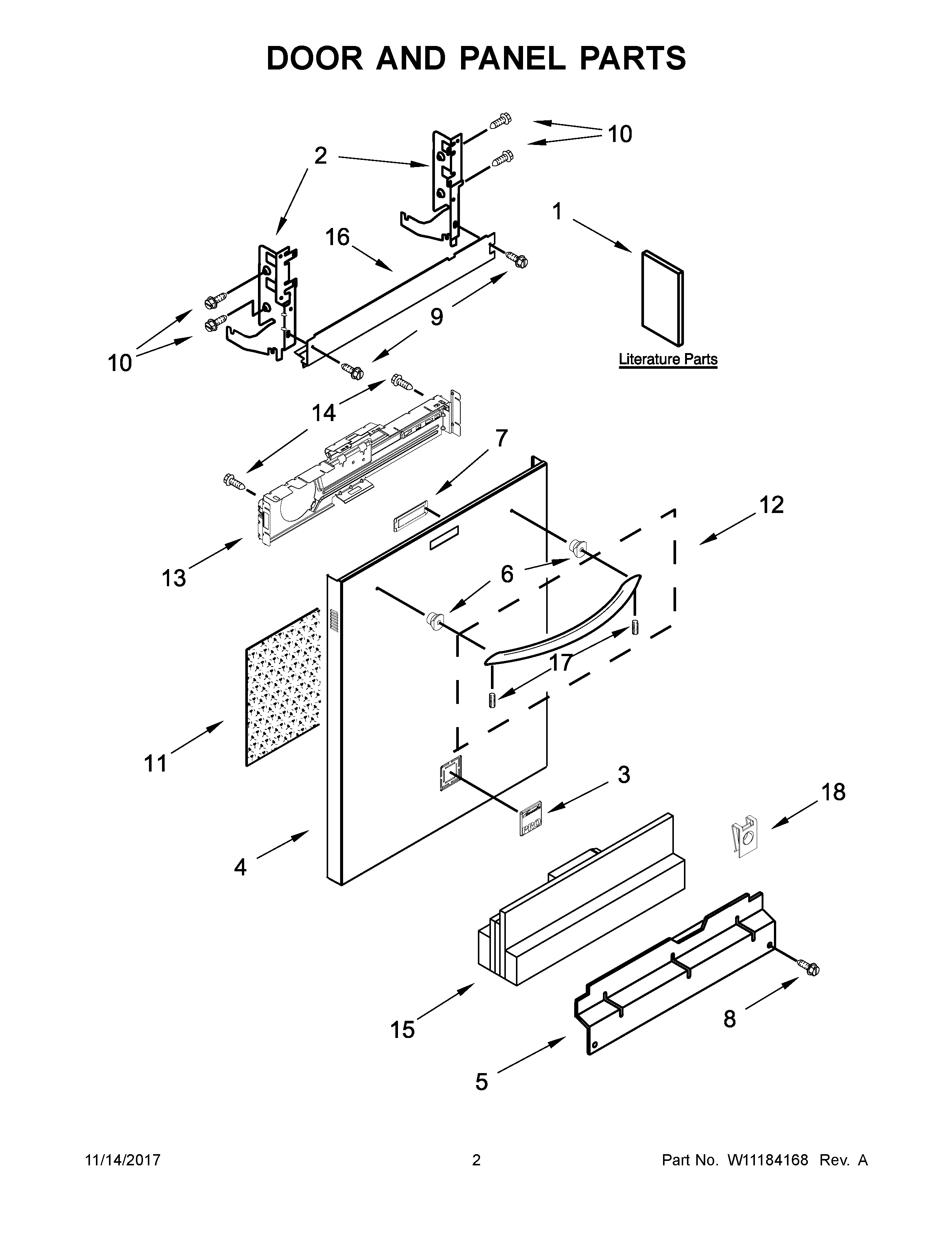 Kenmore Elite 66512793K314 door and panel parts diagram