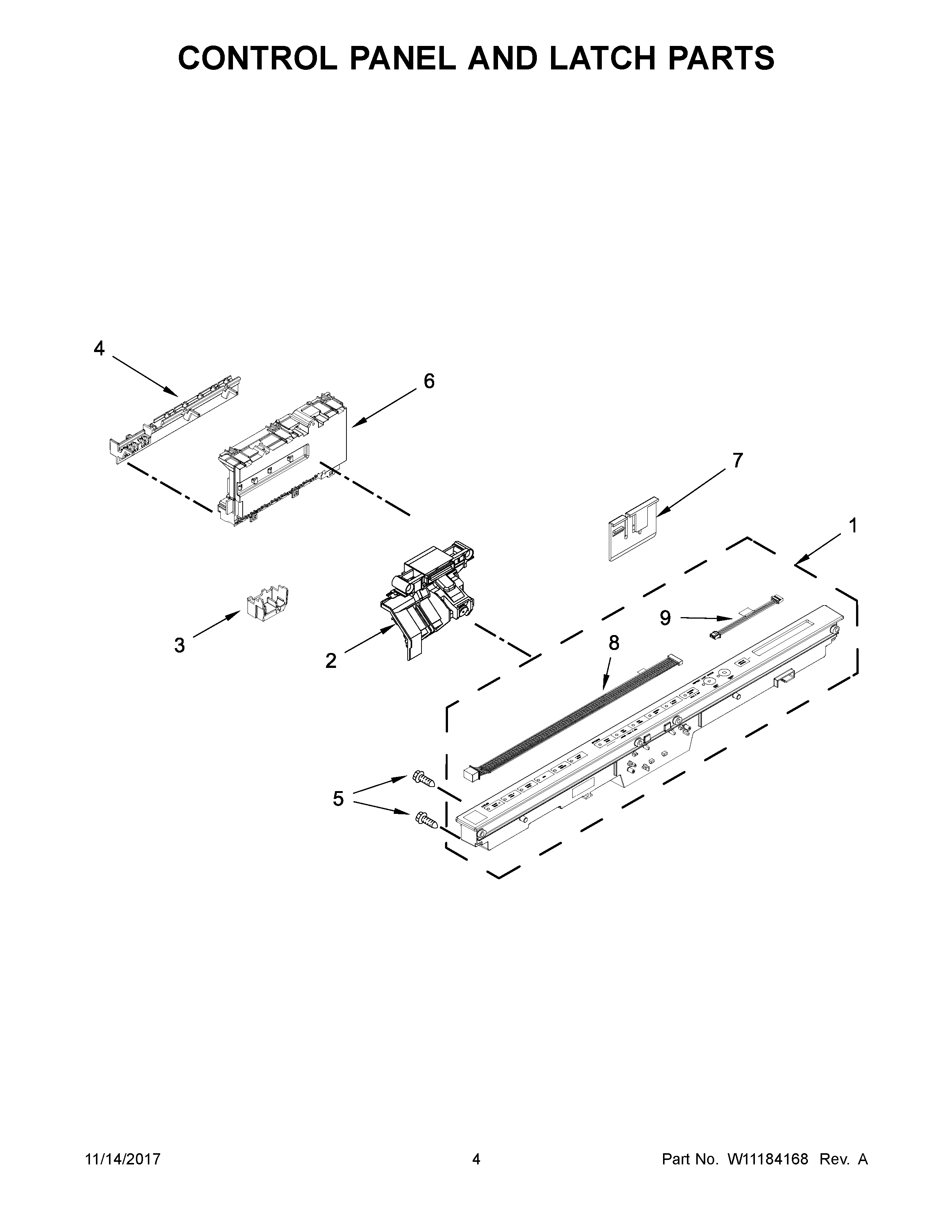 Kenmore Elite 66512793K314 control panel and latch parts diagram