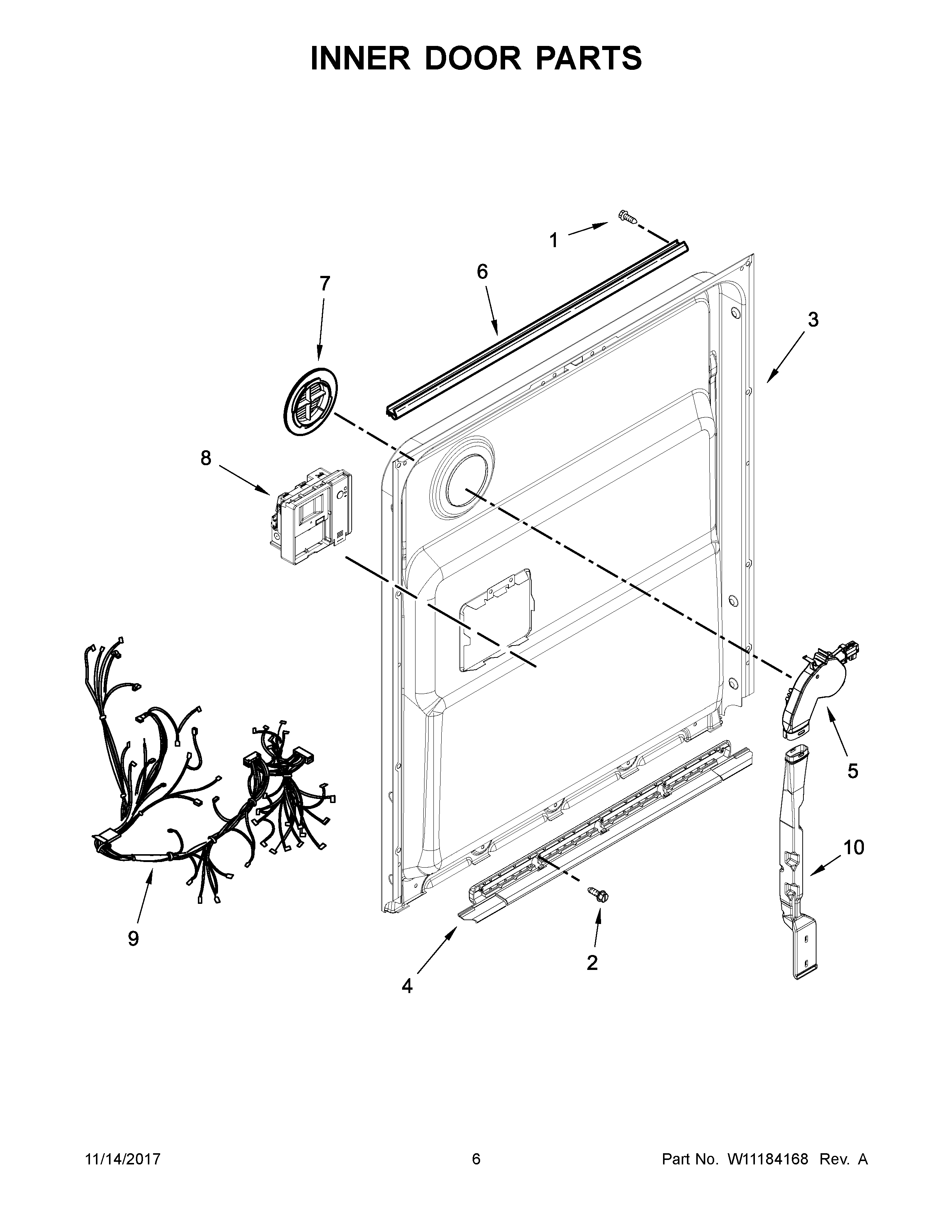 Kenmore Elite 66512793K314 inner door parts diagram