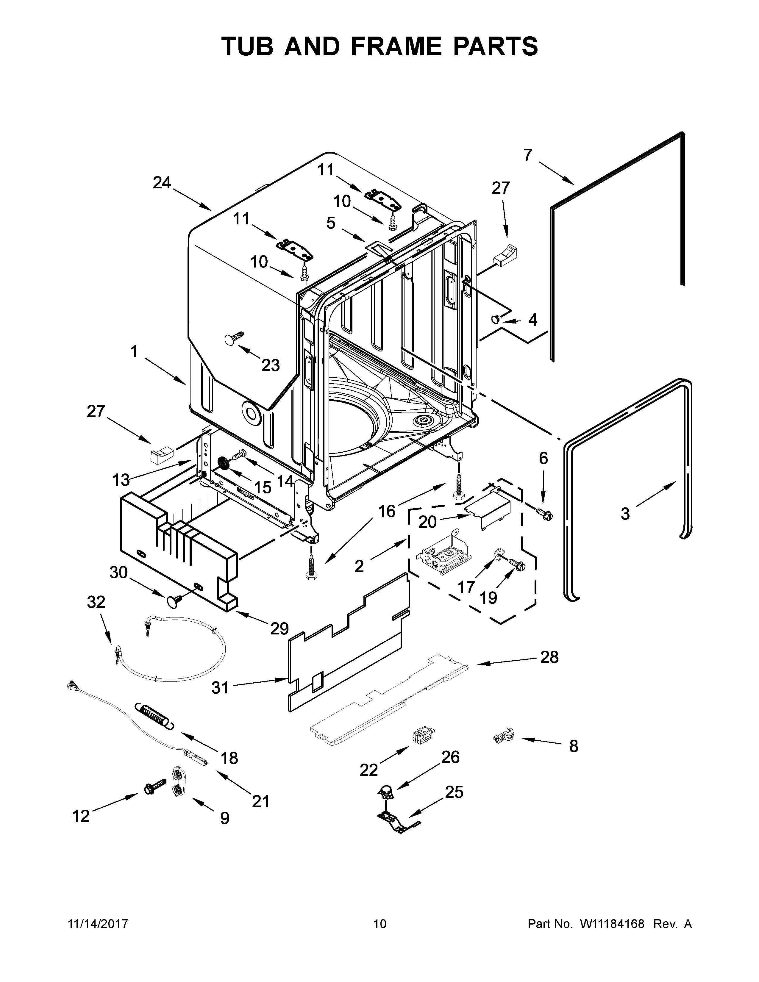 Kenmore Elite 66512793K314 tub and frame parts diagram