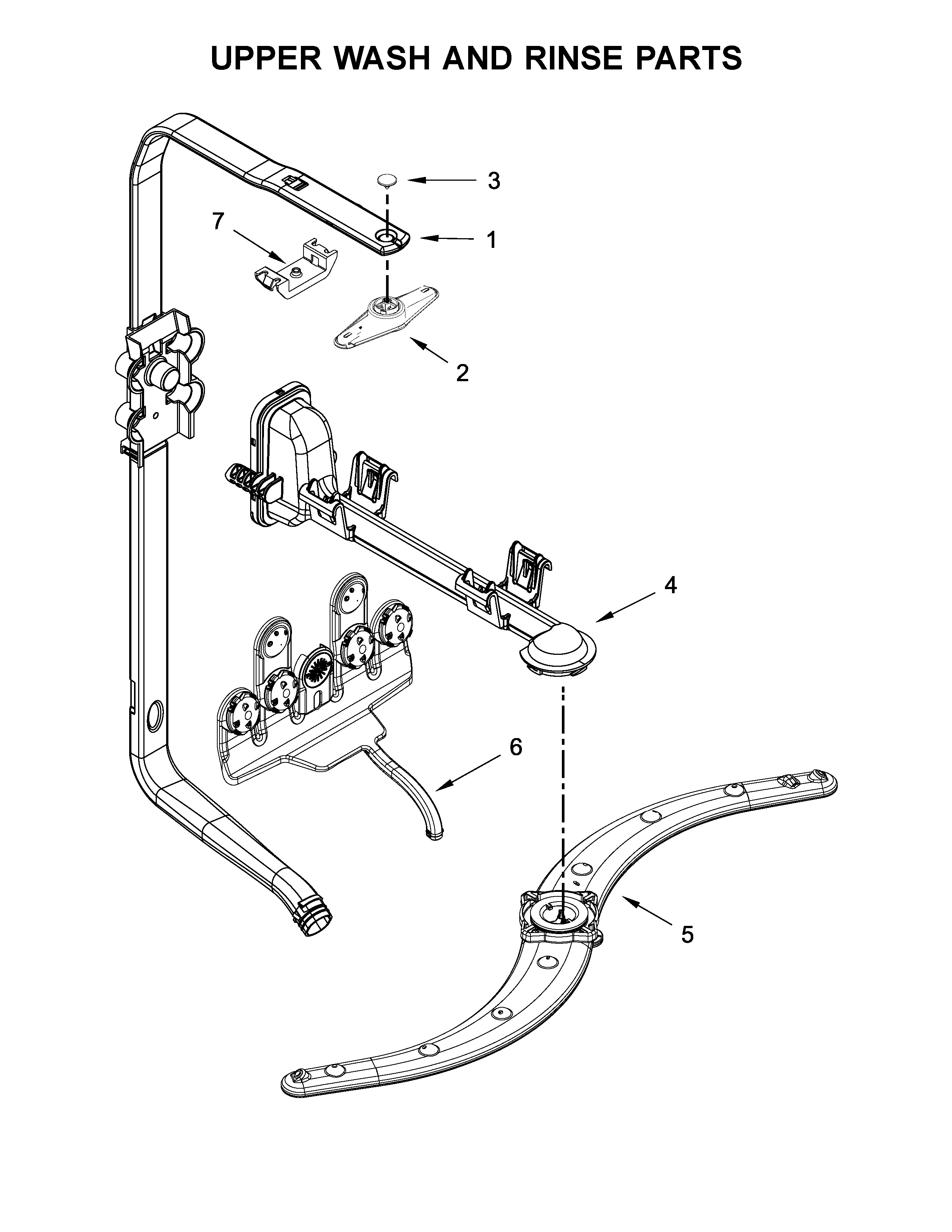 Kenmore Elite 66514752N512 upper wash and rinse parts diagram