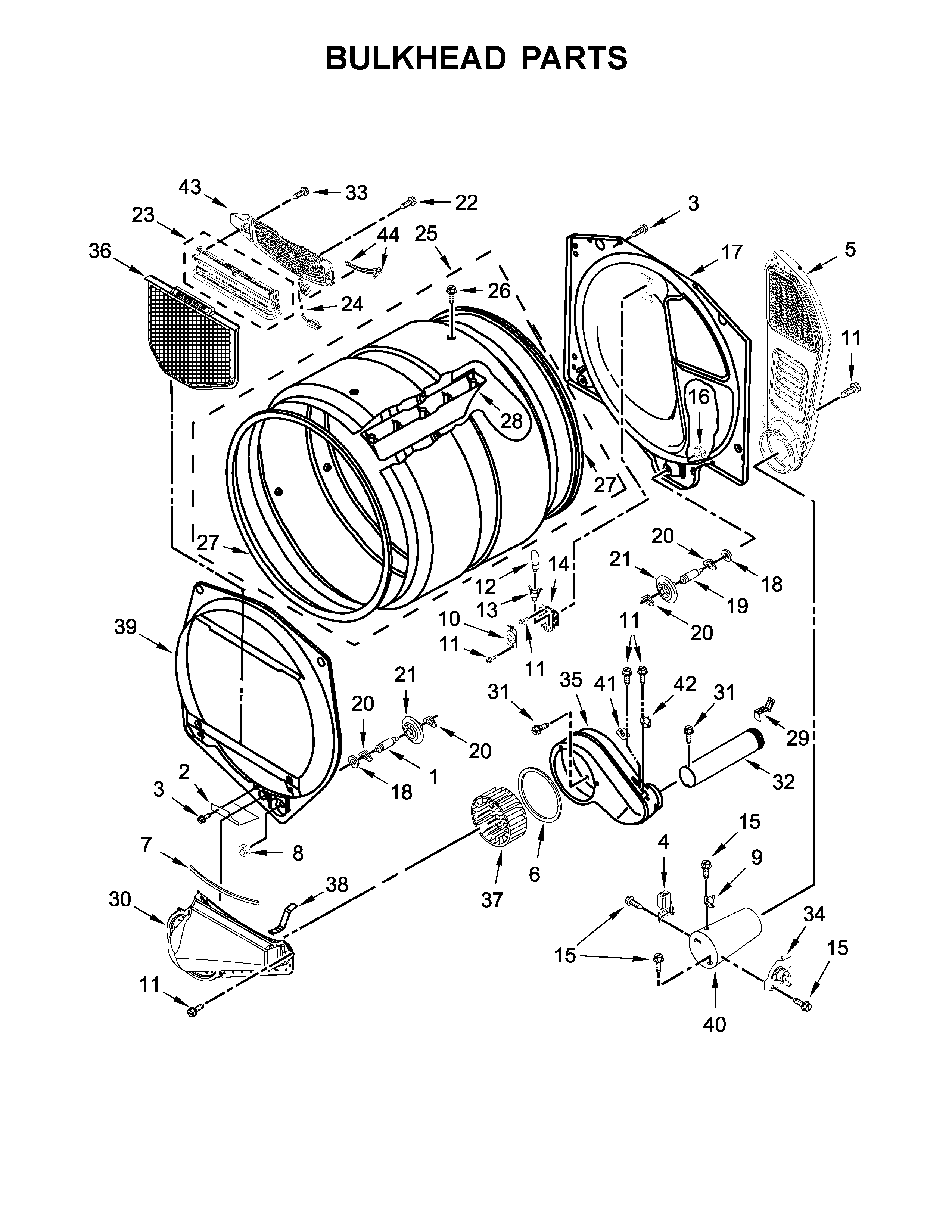 Kenmore 11070372710 bulkhead parts diagram