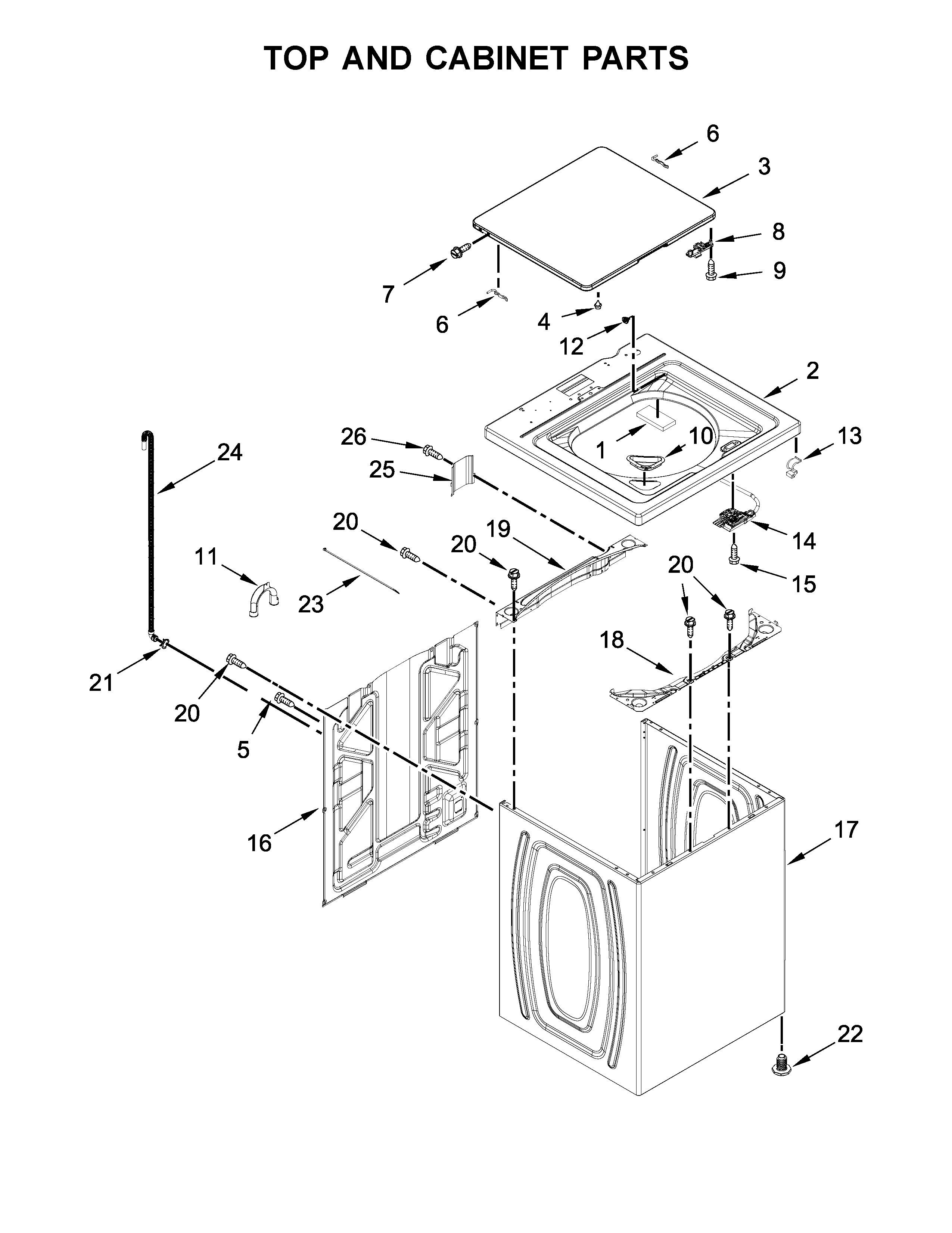 Kenmore 11020362810 top and cabinet parts diagram