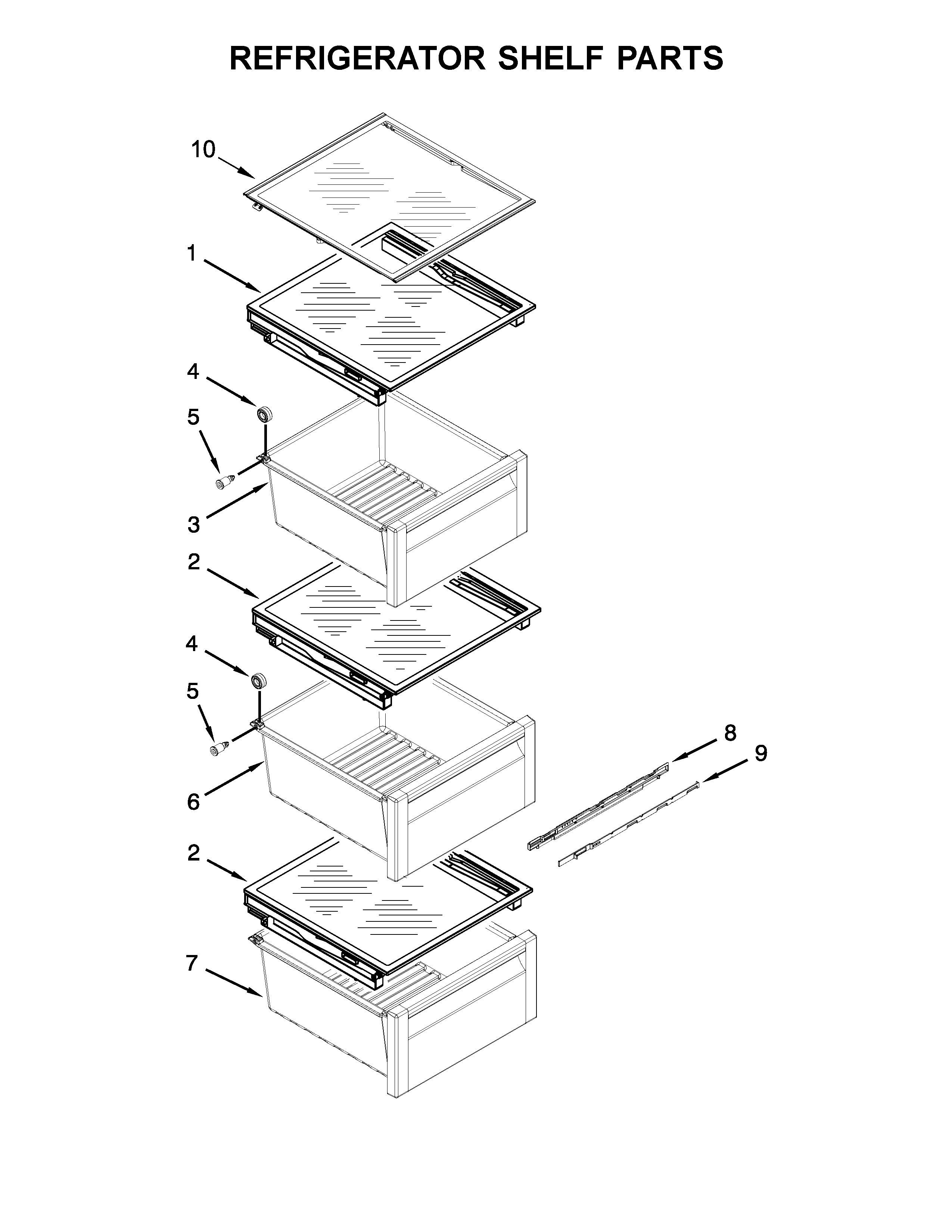 Kenmore 10651764511 refrigerator shelf parts diagram