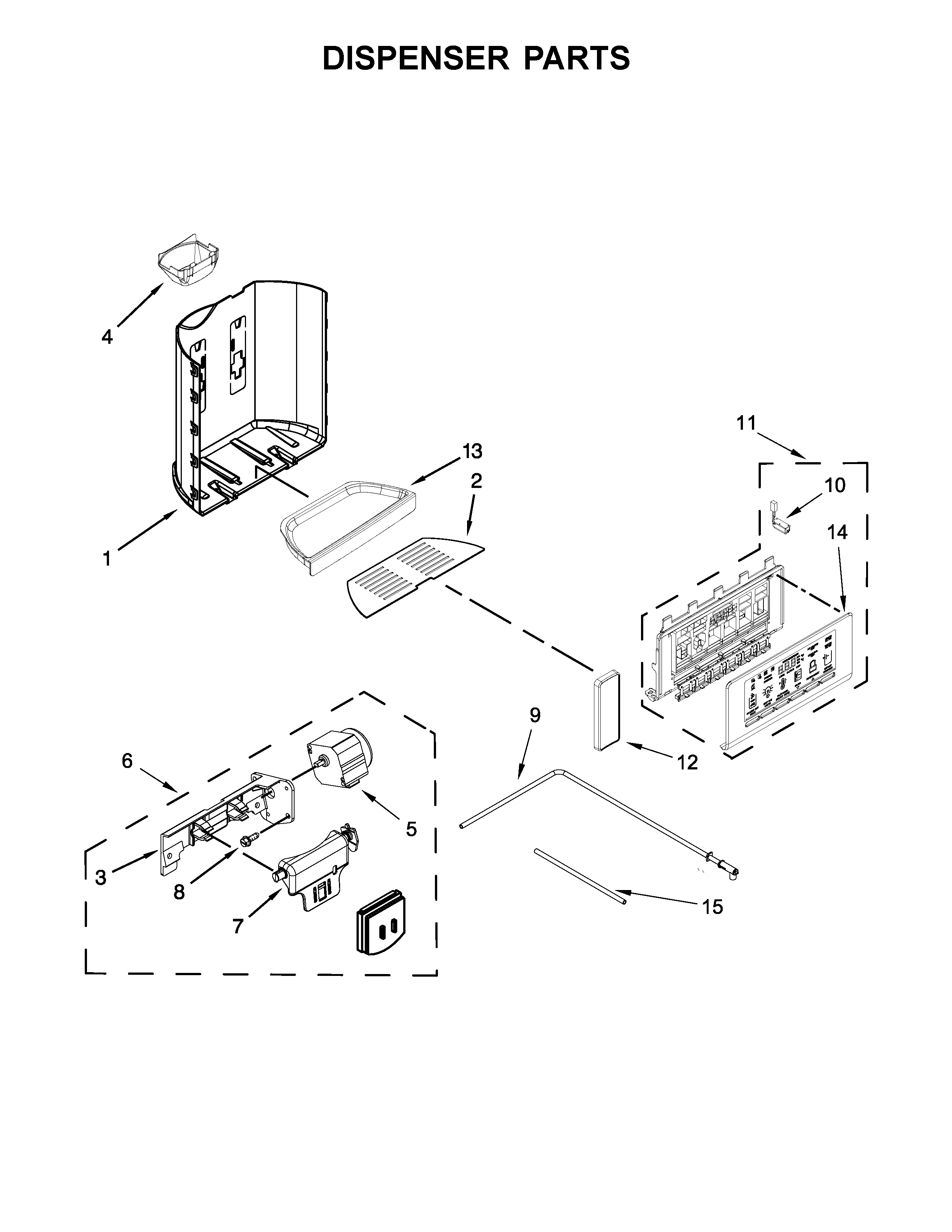 Kenmore 10651764511 dispenser parts diagram