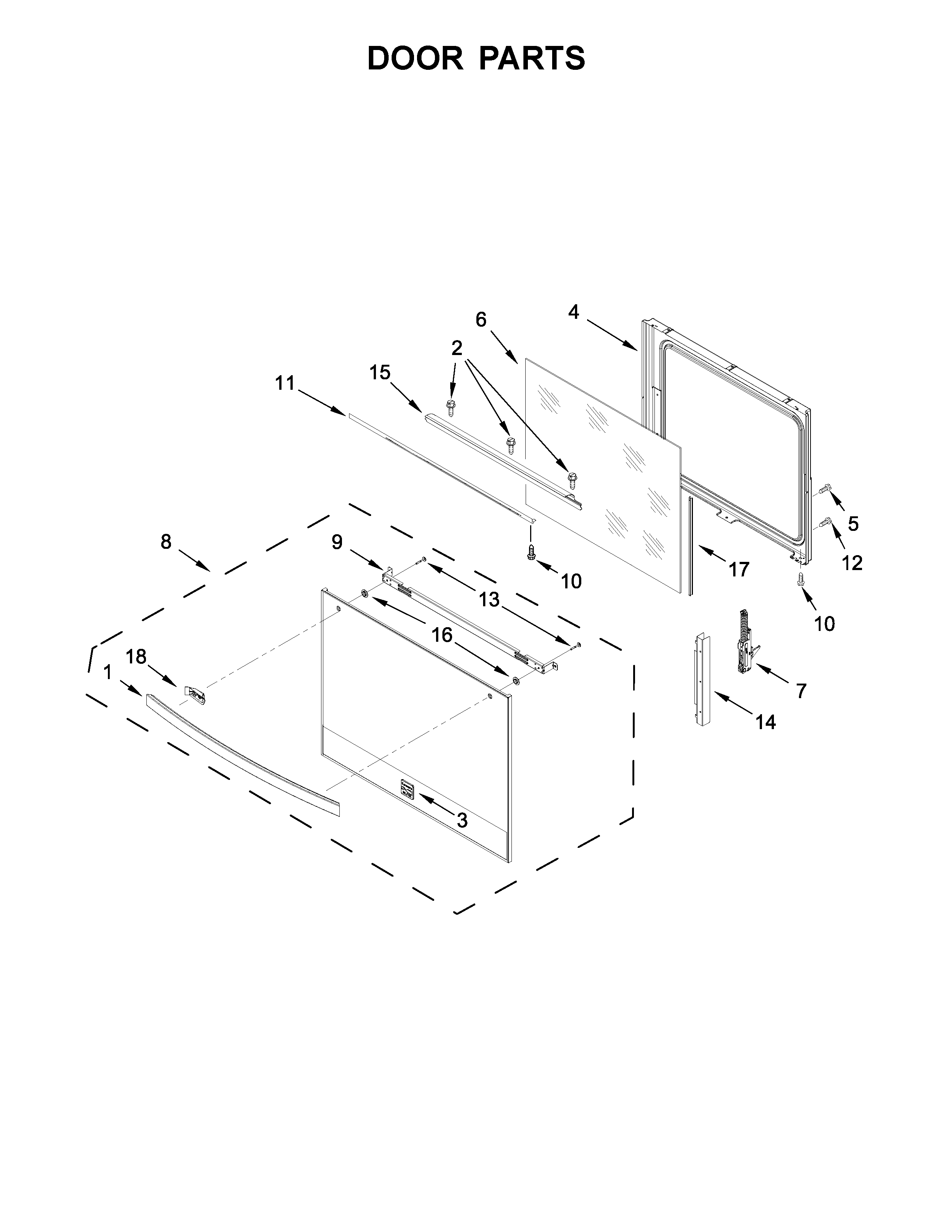 Kenmore Elite 66442793711 door parts diagram