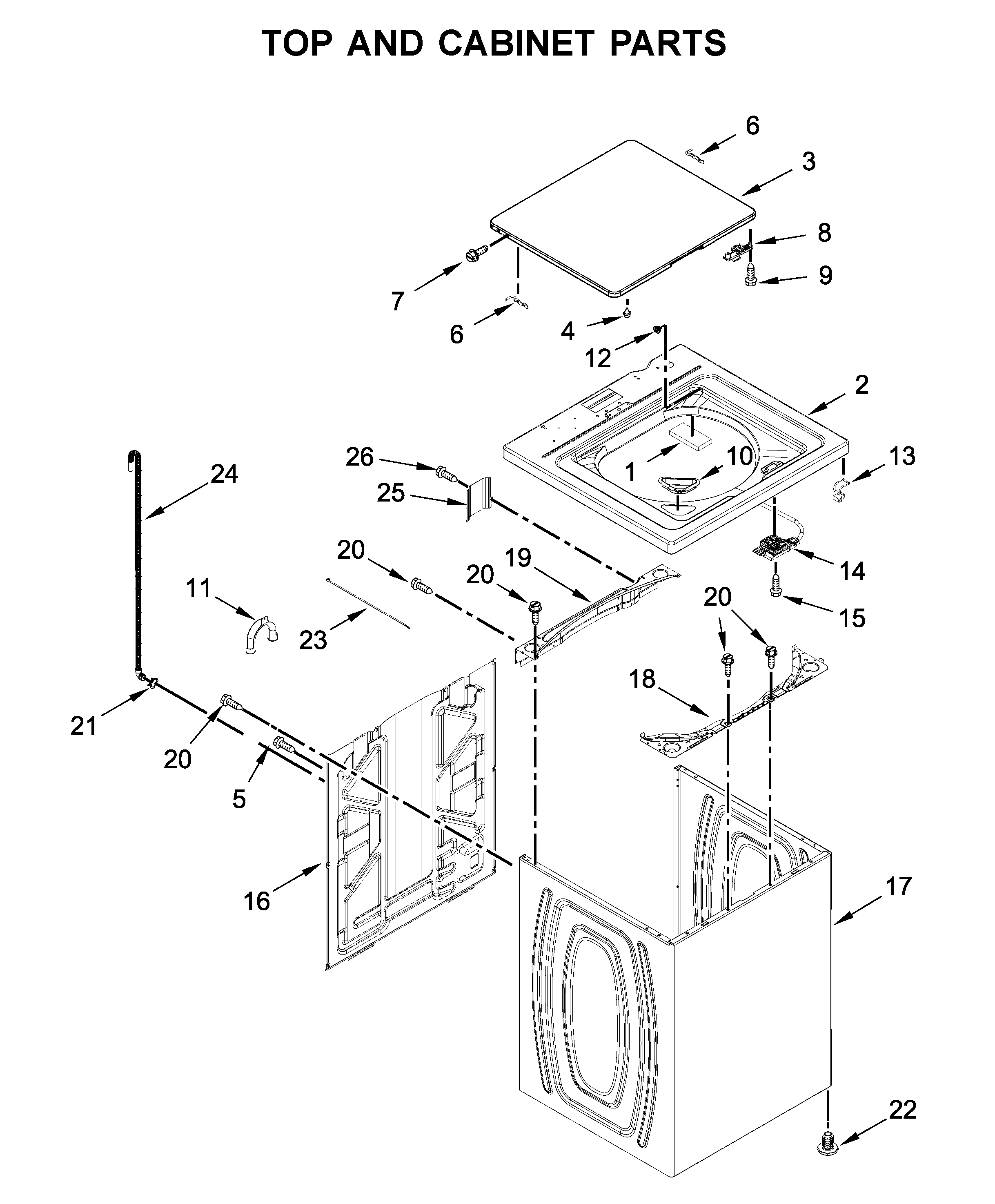 Kenmore 11020362811 top and cabinet parts diagram