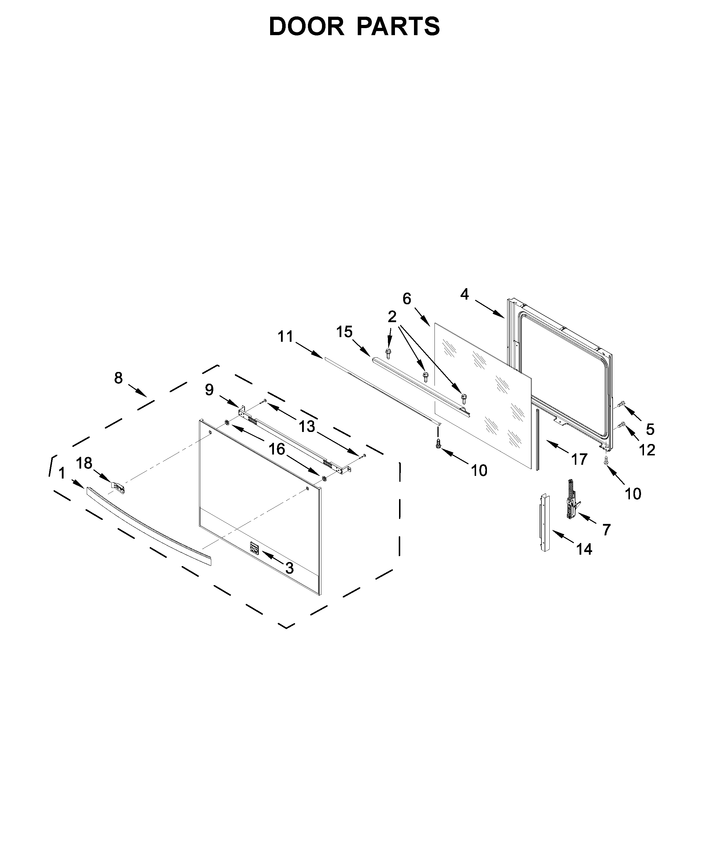 Kenmore Elite 66495223712 door parts diagram