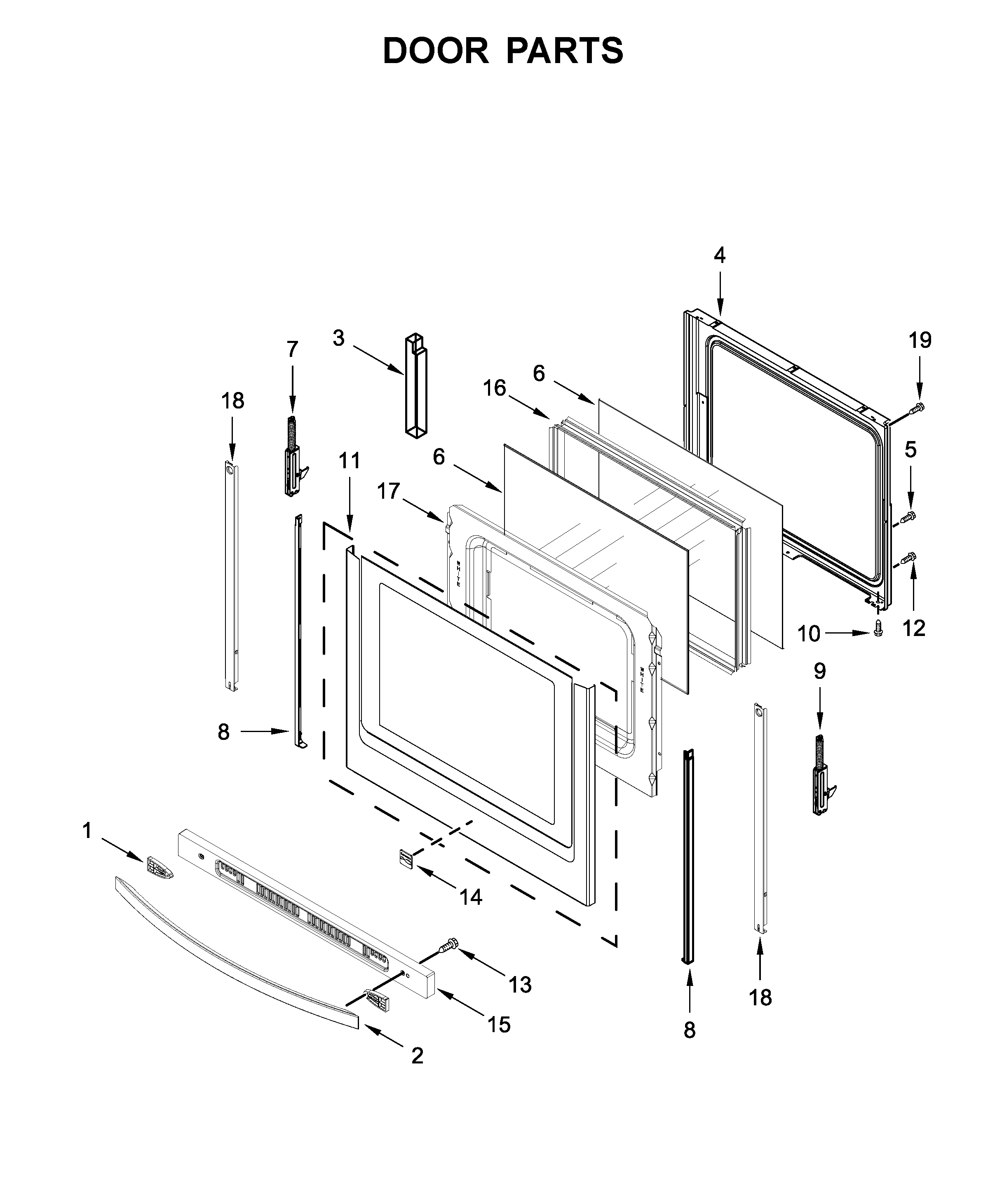 Kenmore 66495113612 door parts diagram