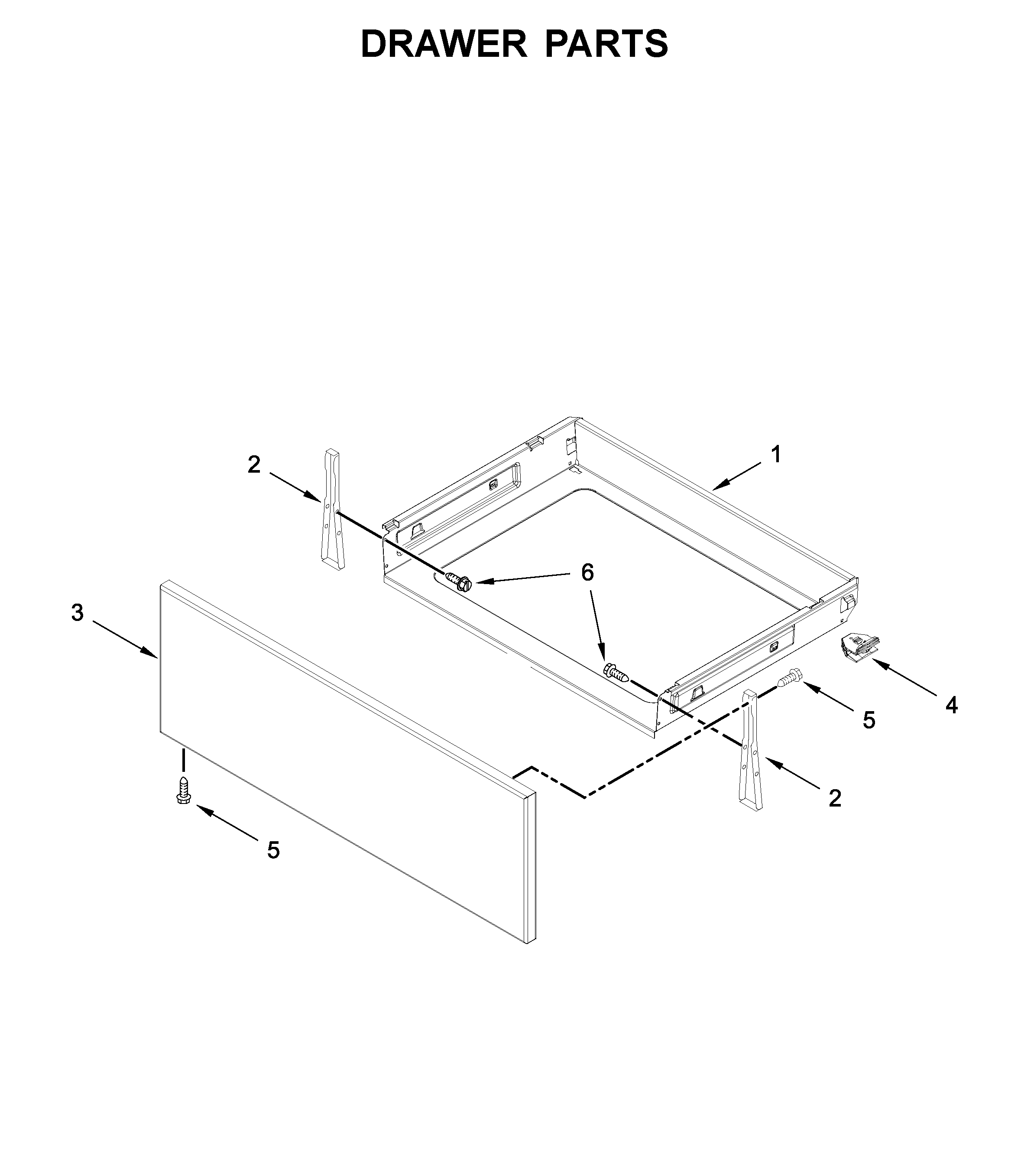 Kenmore 66495113612 drawer parts diagram