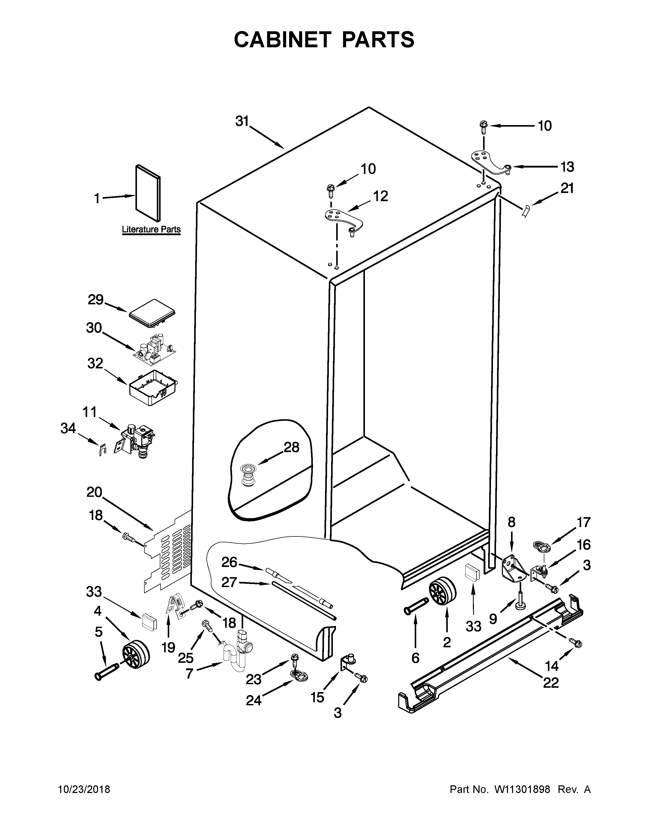 Kenmore 10651783413 cabinet parts diagram