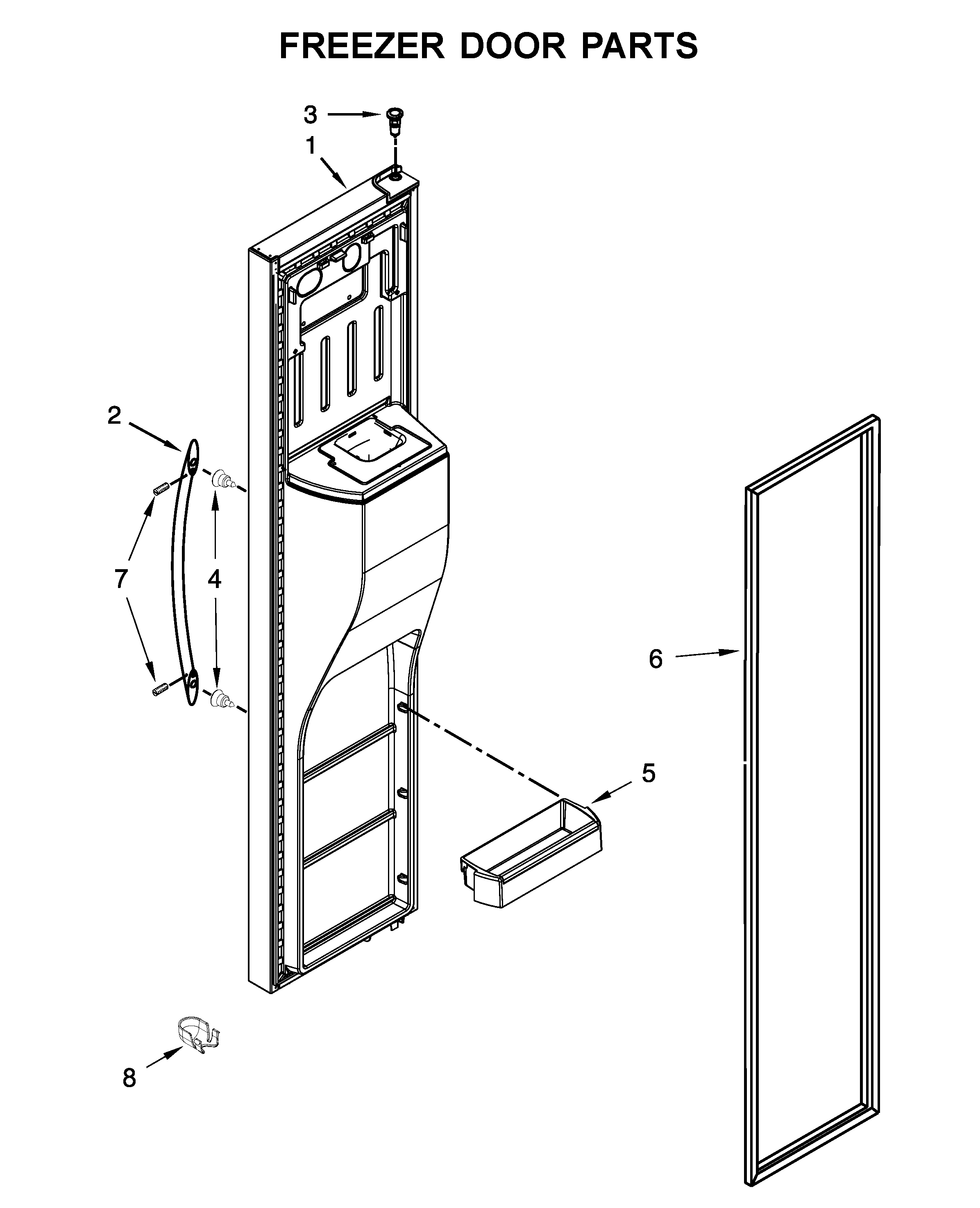 Kenmore 10651783413 freezer door parts diagram
