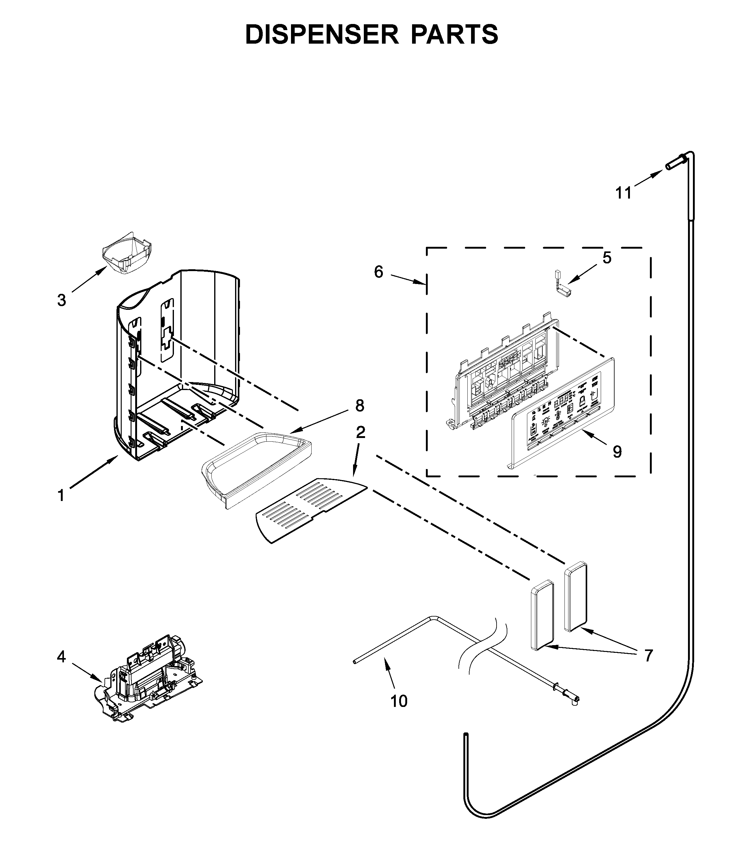 Kenmore 10651783413 dispenser parts diagram