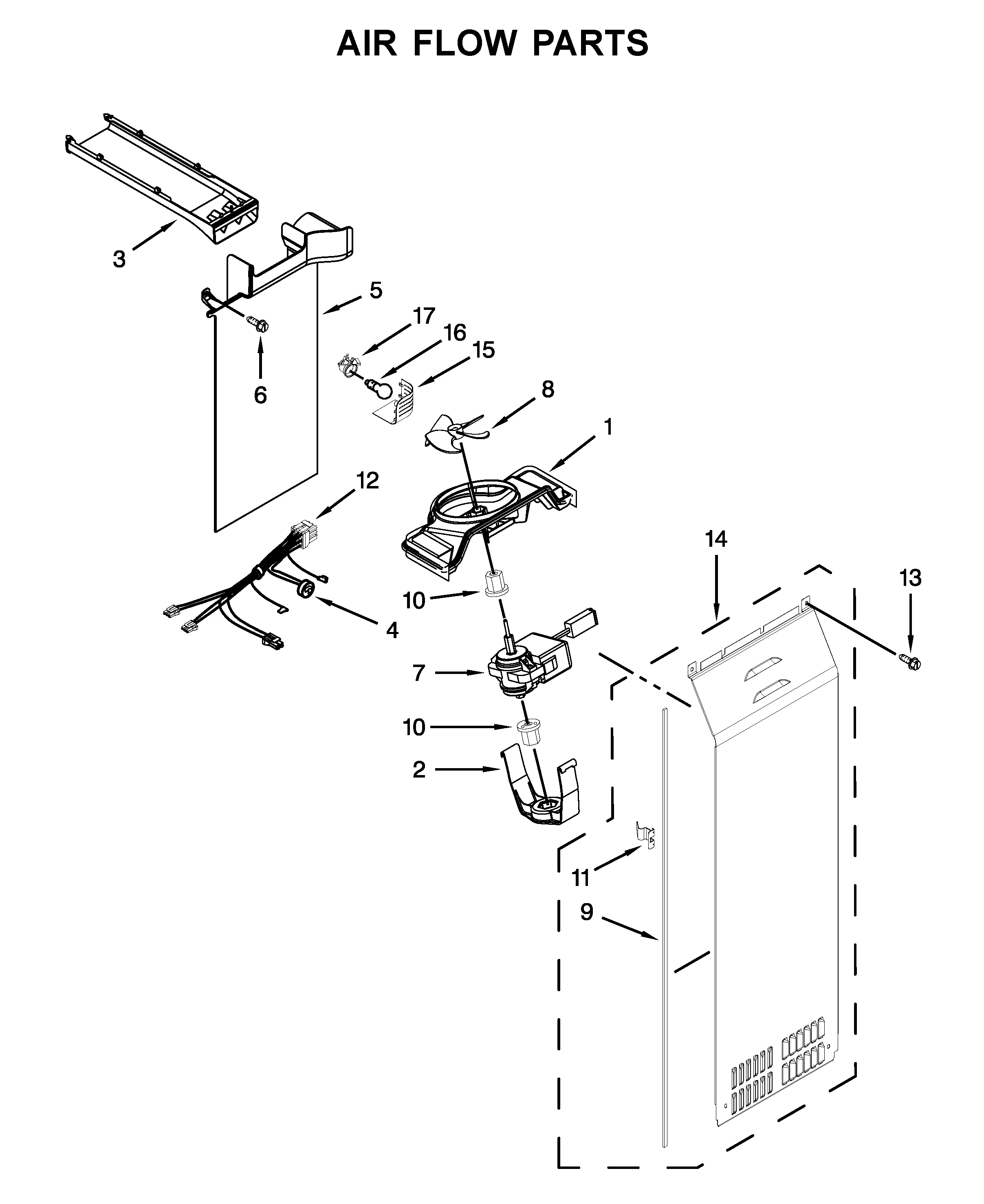 Kenmore 10651783413 air flow parts diagram