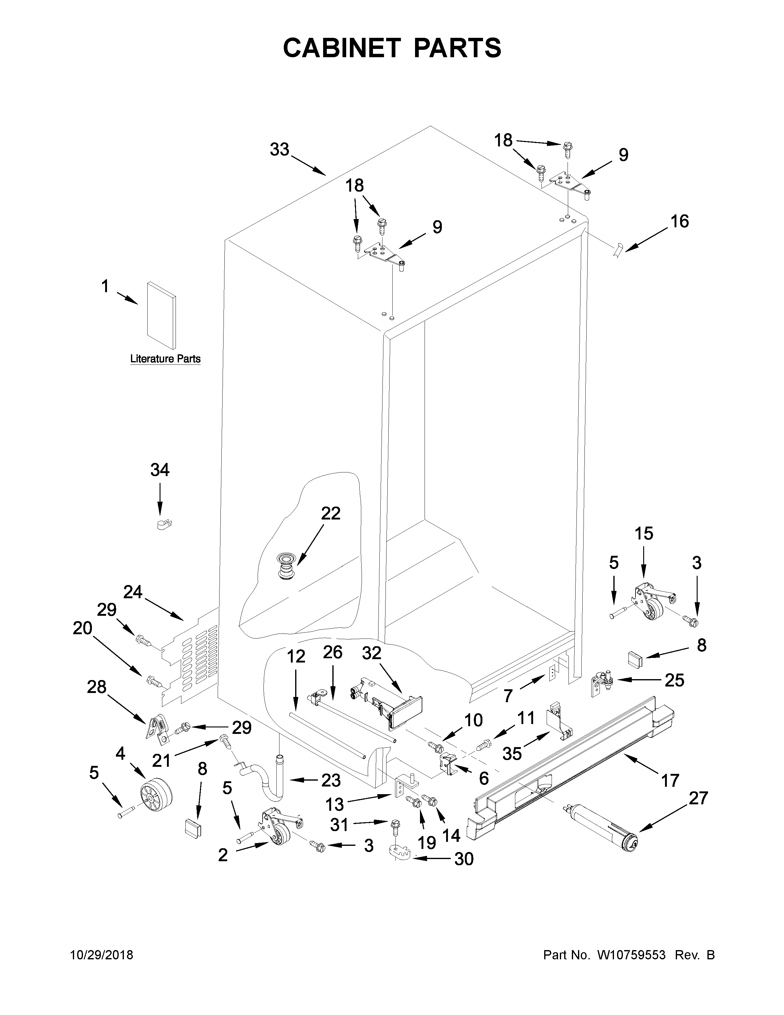 Kenmore 10651729410 cabinet parts diagram