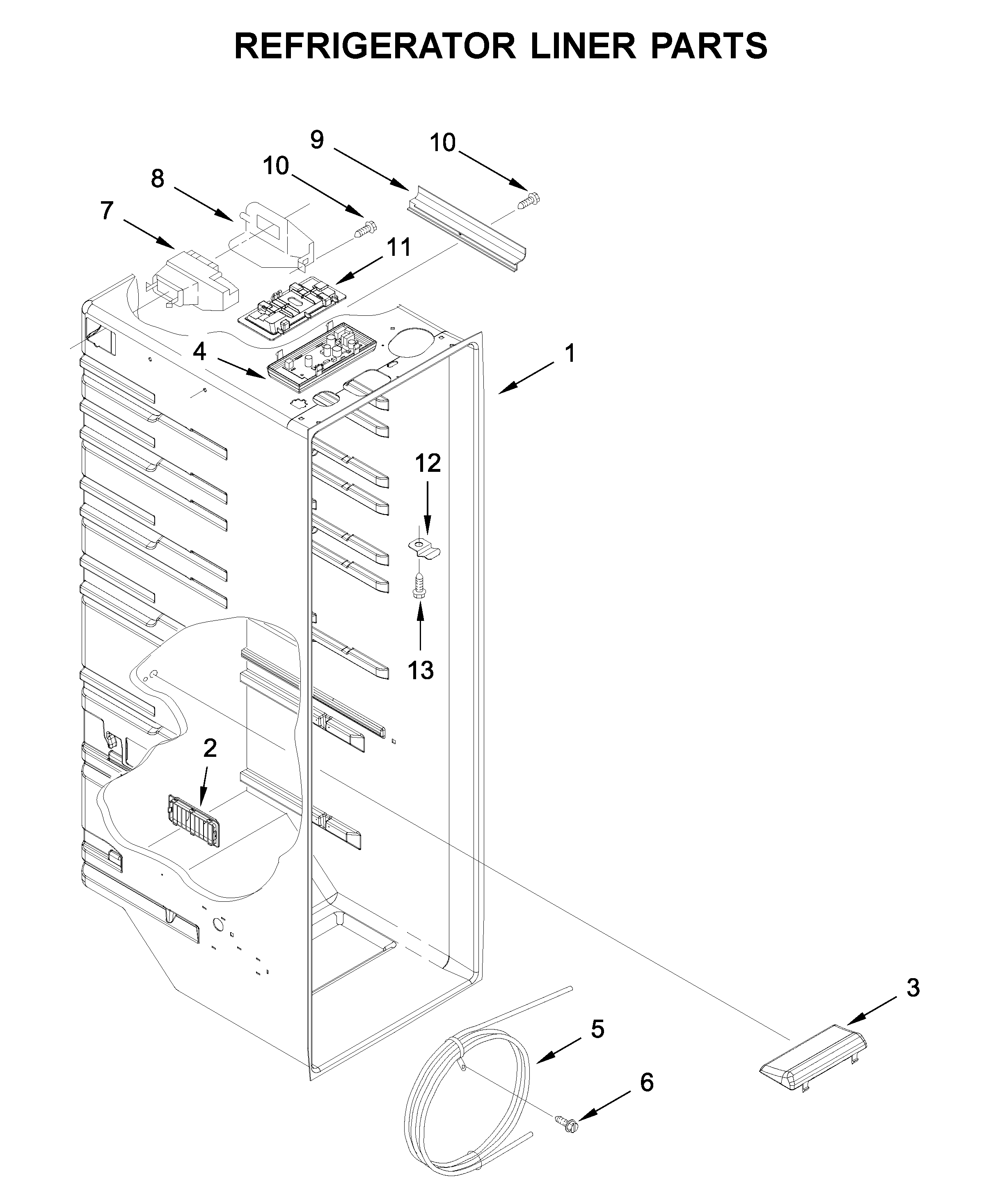 Kenmore 10651729410 refrigerator liner parts diagram
