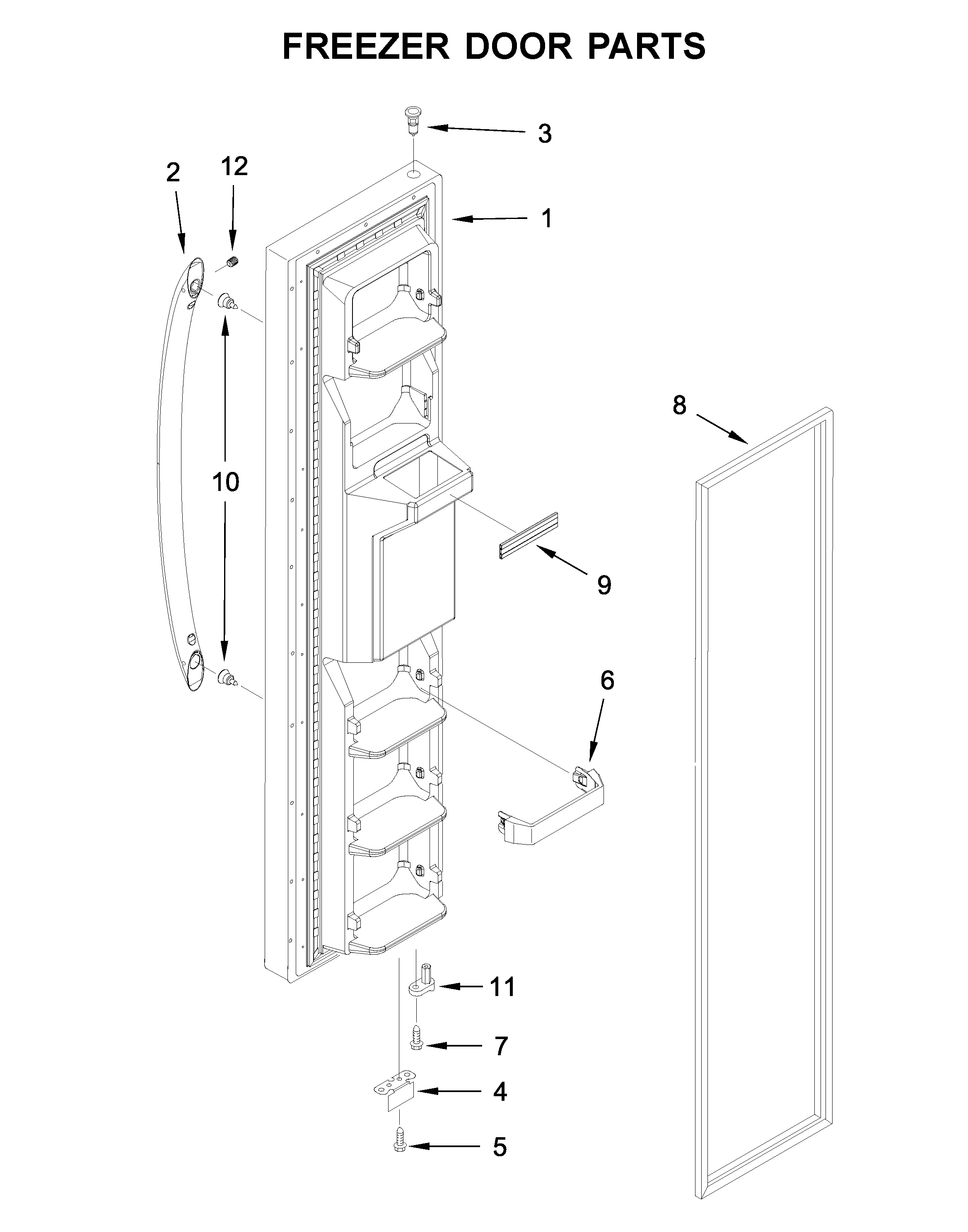Kenmore 10651729410 freezer door parts diagram