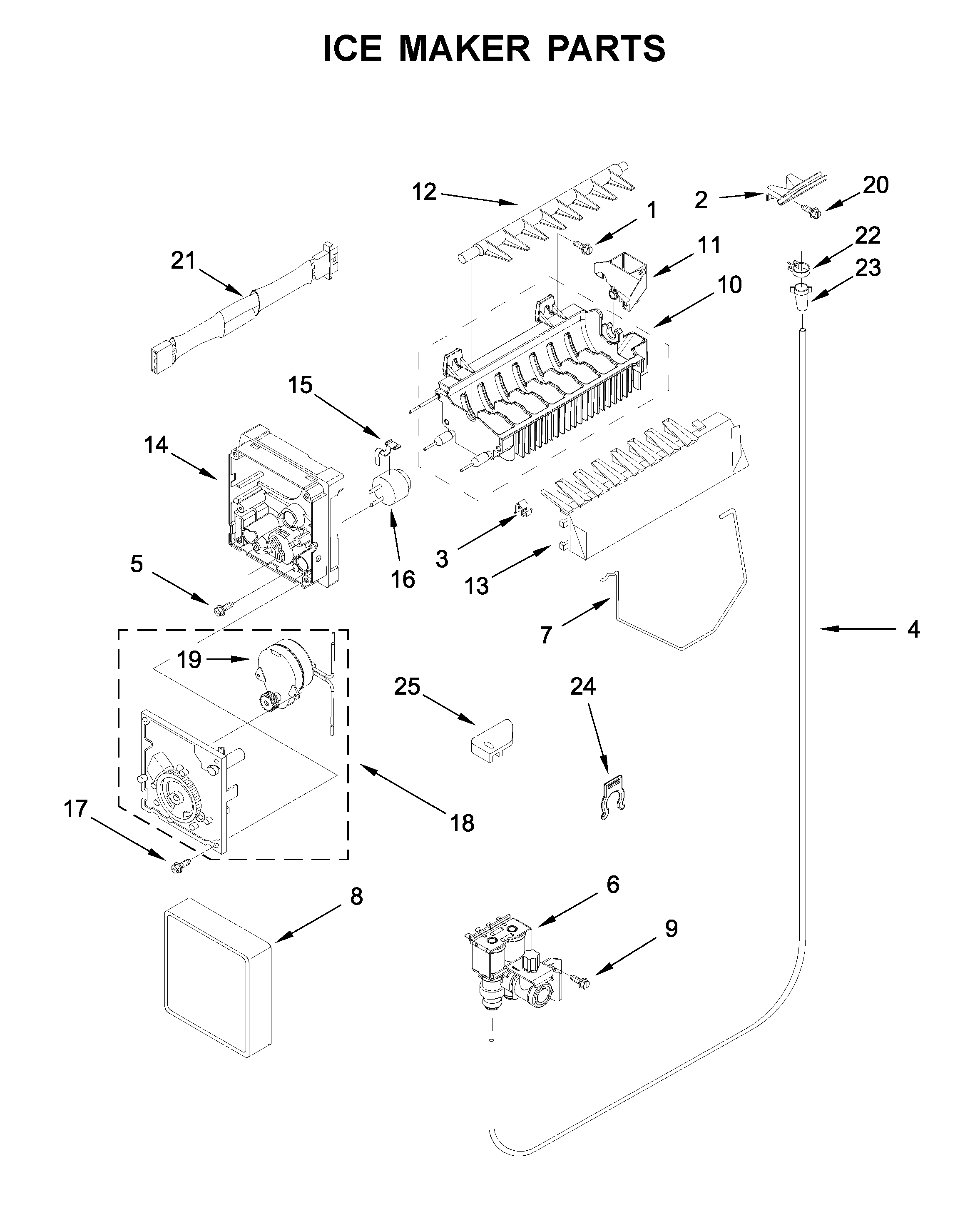 Kenmore 10651729410 ice maker parts diagram