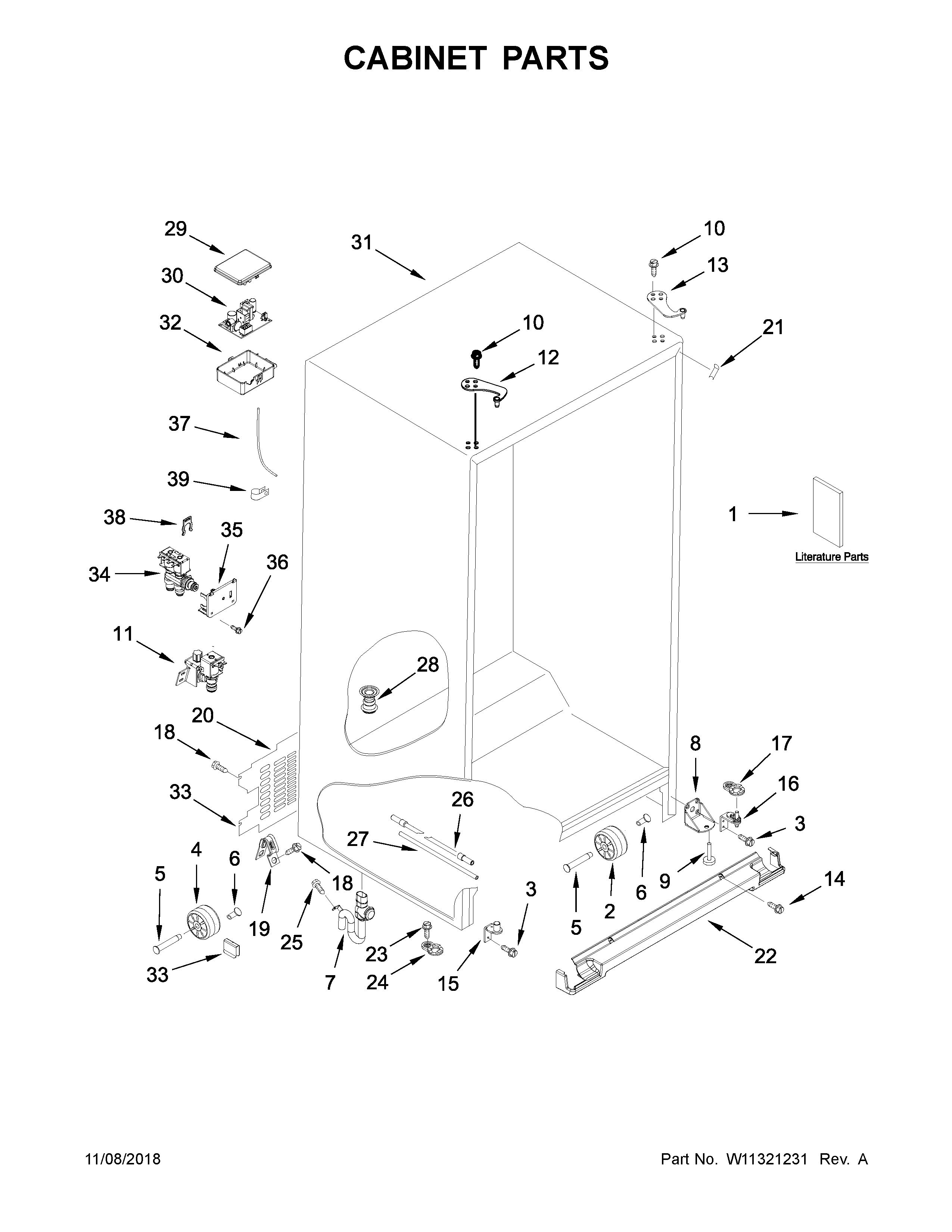 Kenmore 10651789414 cabinet parts diagram