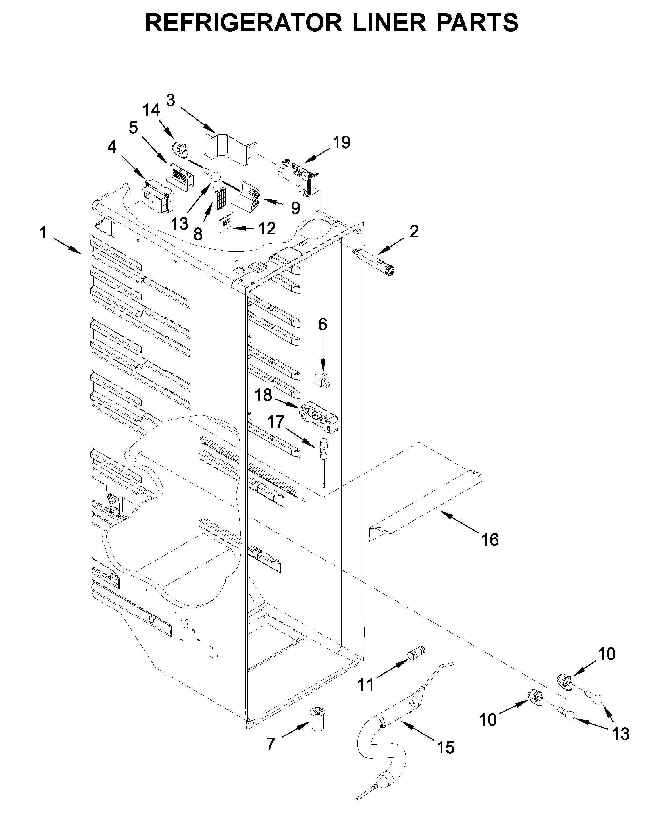 Kenmore 10651789414 refrigerator liner parts diagram