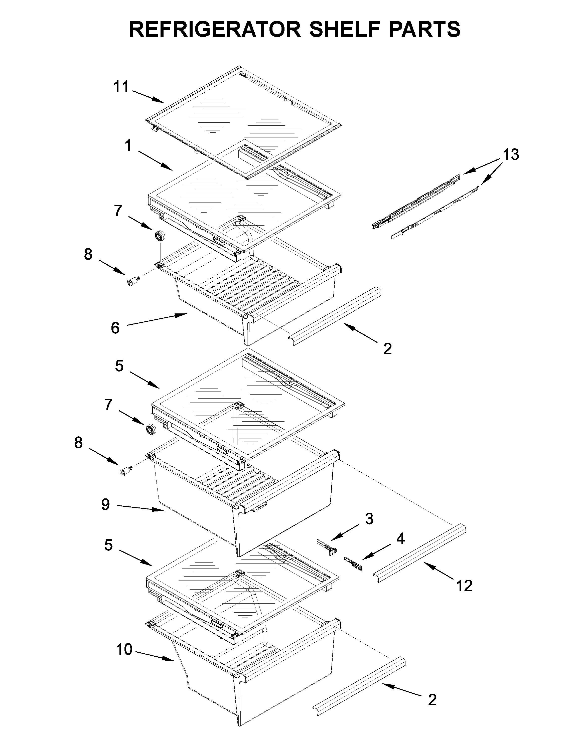 Kenmore 10651789414 refrigerator shelf parts diagram