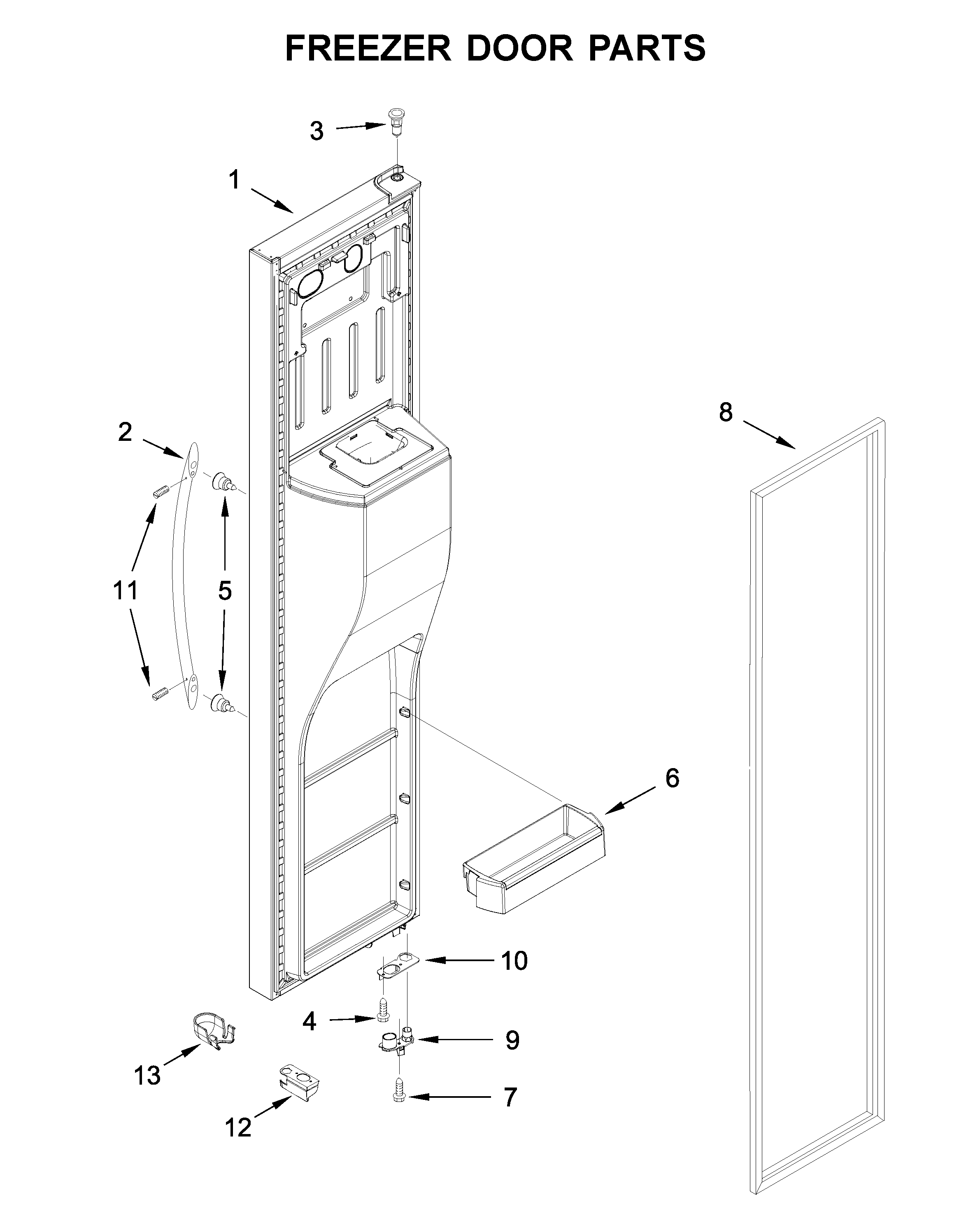 Kenmore 10651789414 freezer door parts diagram