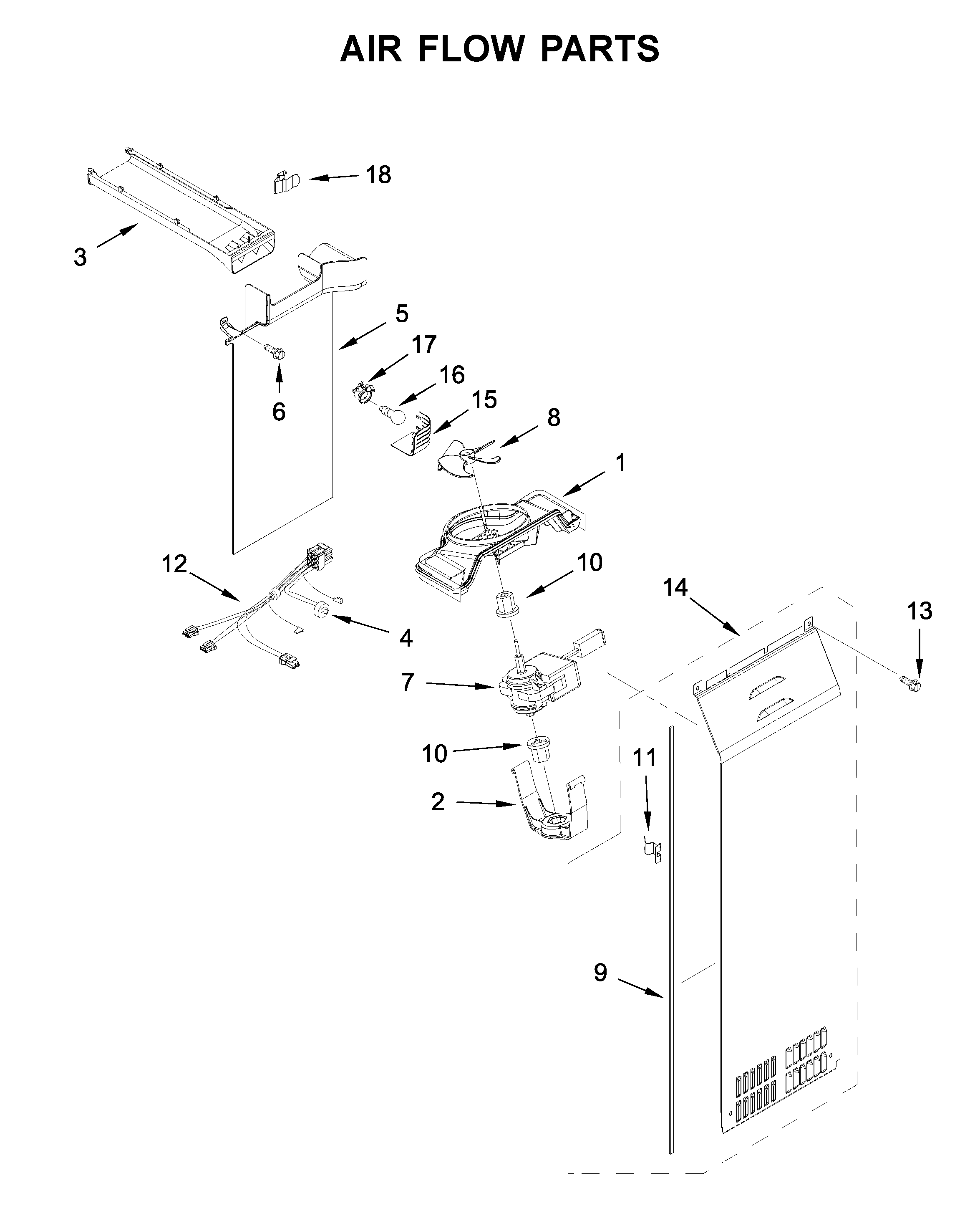 Kenmore 10651789414 air flow parts diagram