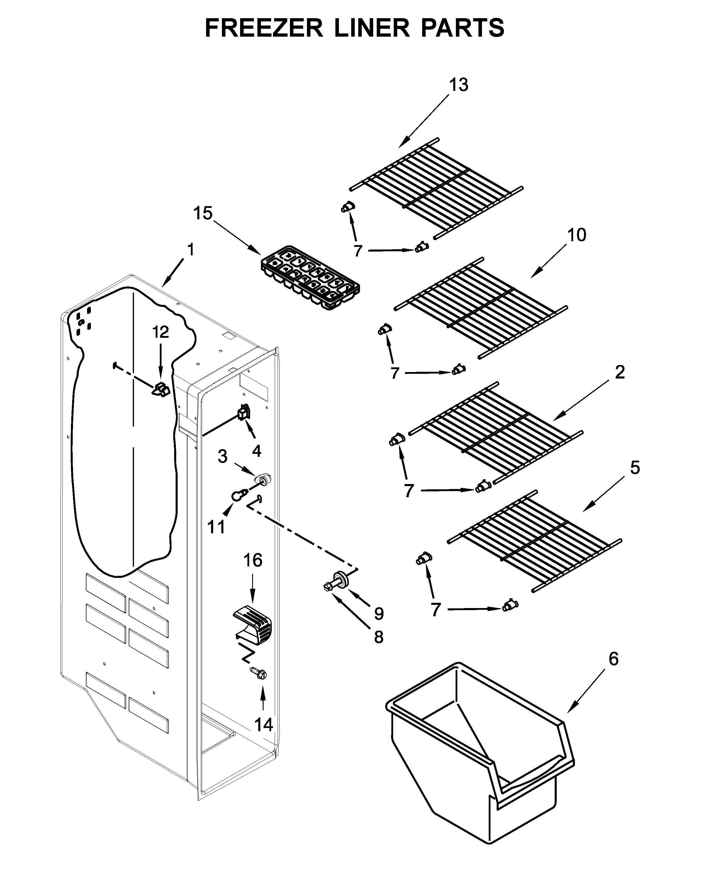 Kenmore 10641132710 freezer liner parts diagram