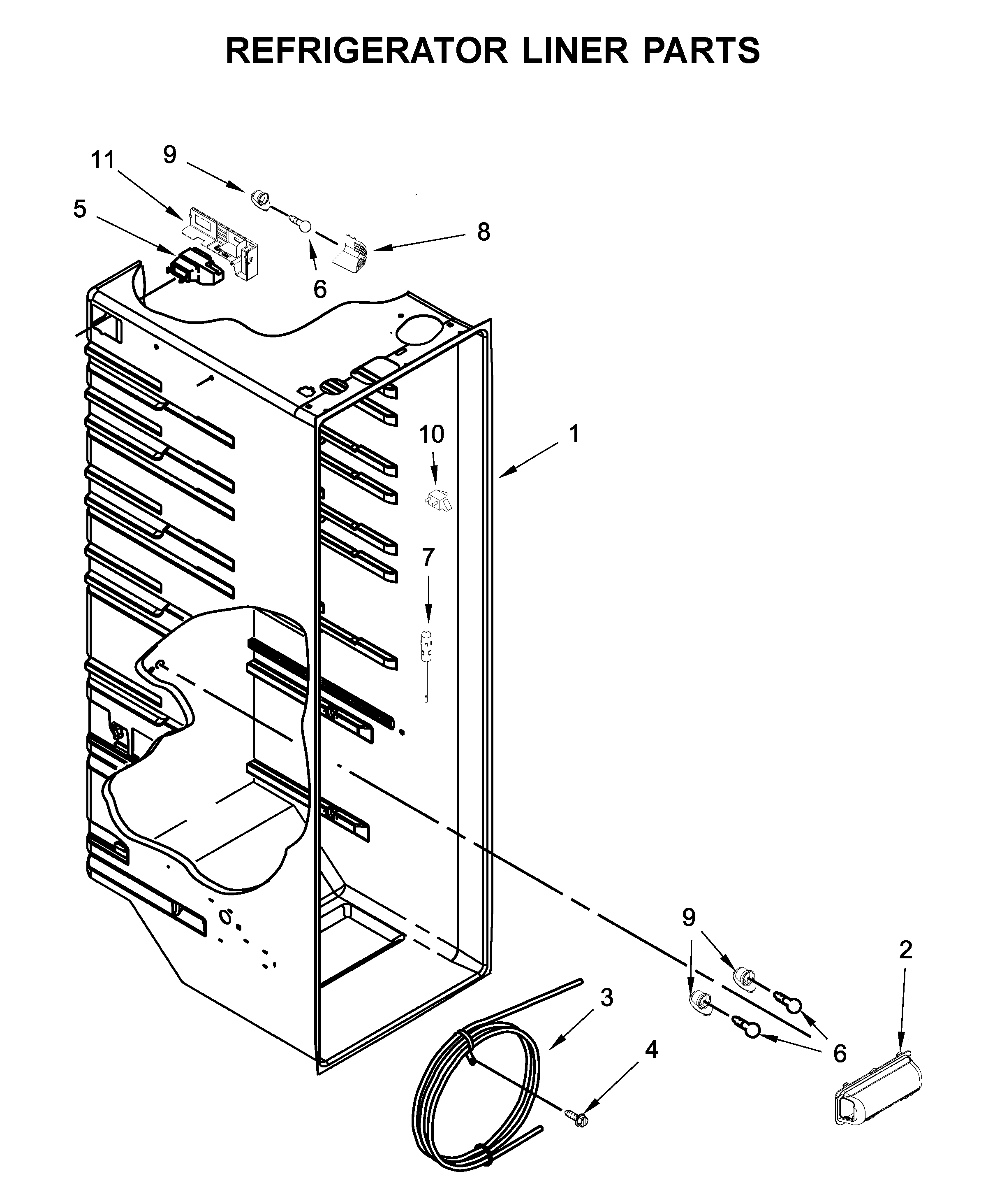 Kenmore 10650043710 refrigerator liner parts diagram