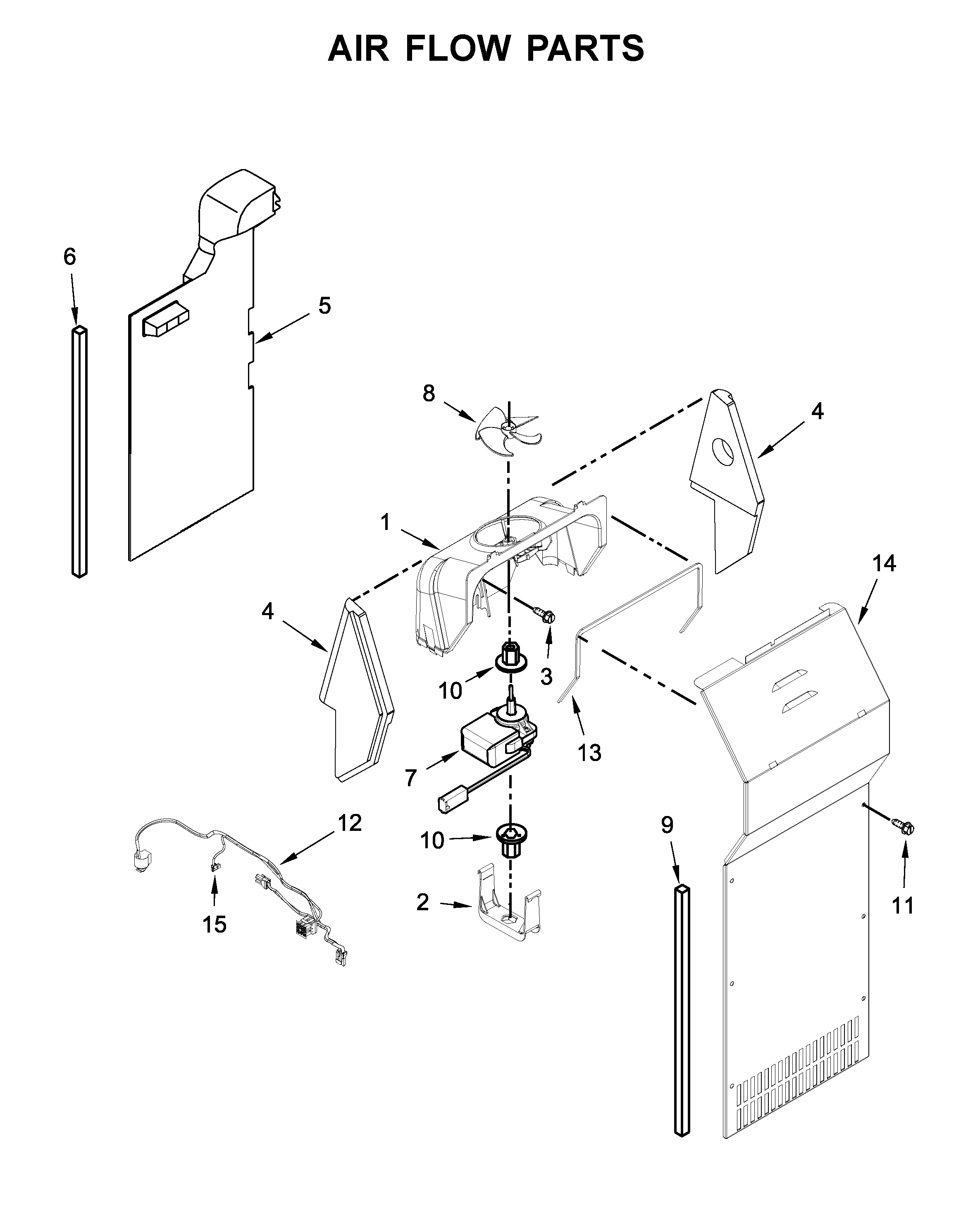 Kenmore 10650043710 air flow parts diagram