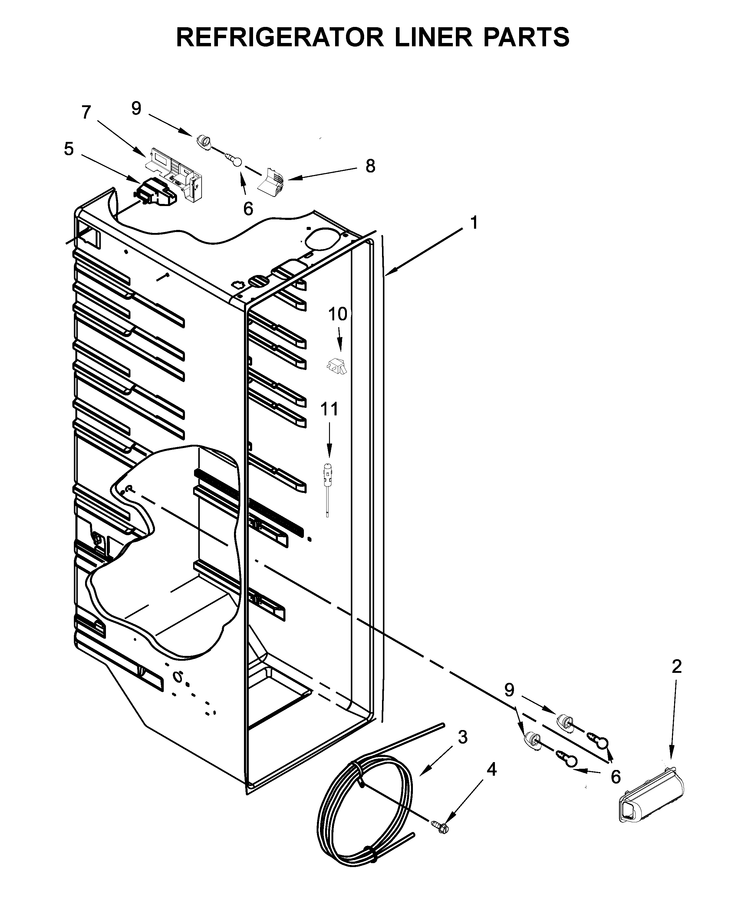 Kenmore 10651759710 refrigerator liner parts diagram