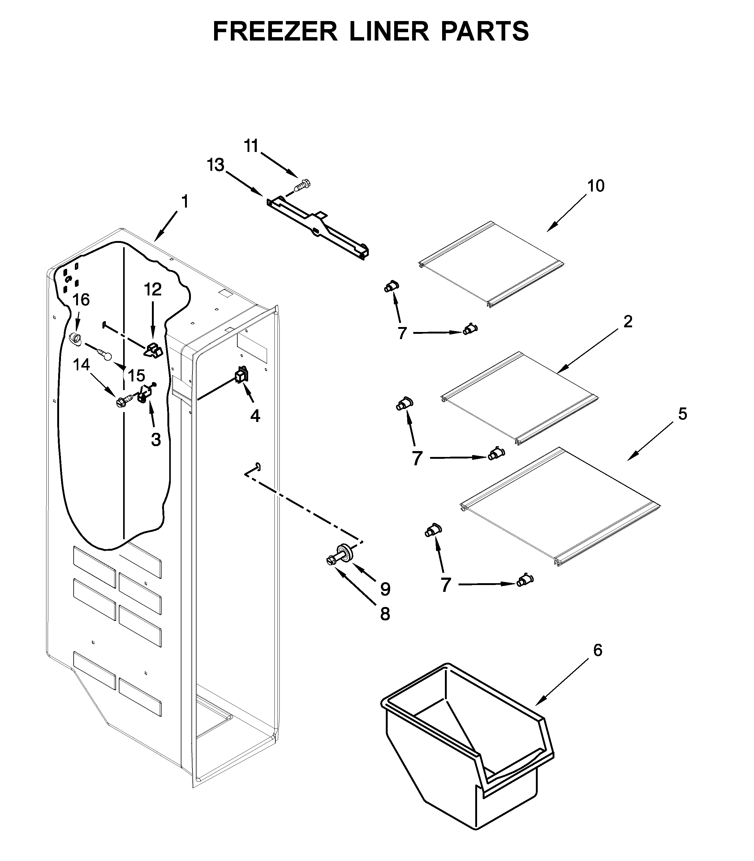 Kenmore 10651759710 freezer liner parts diagram