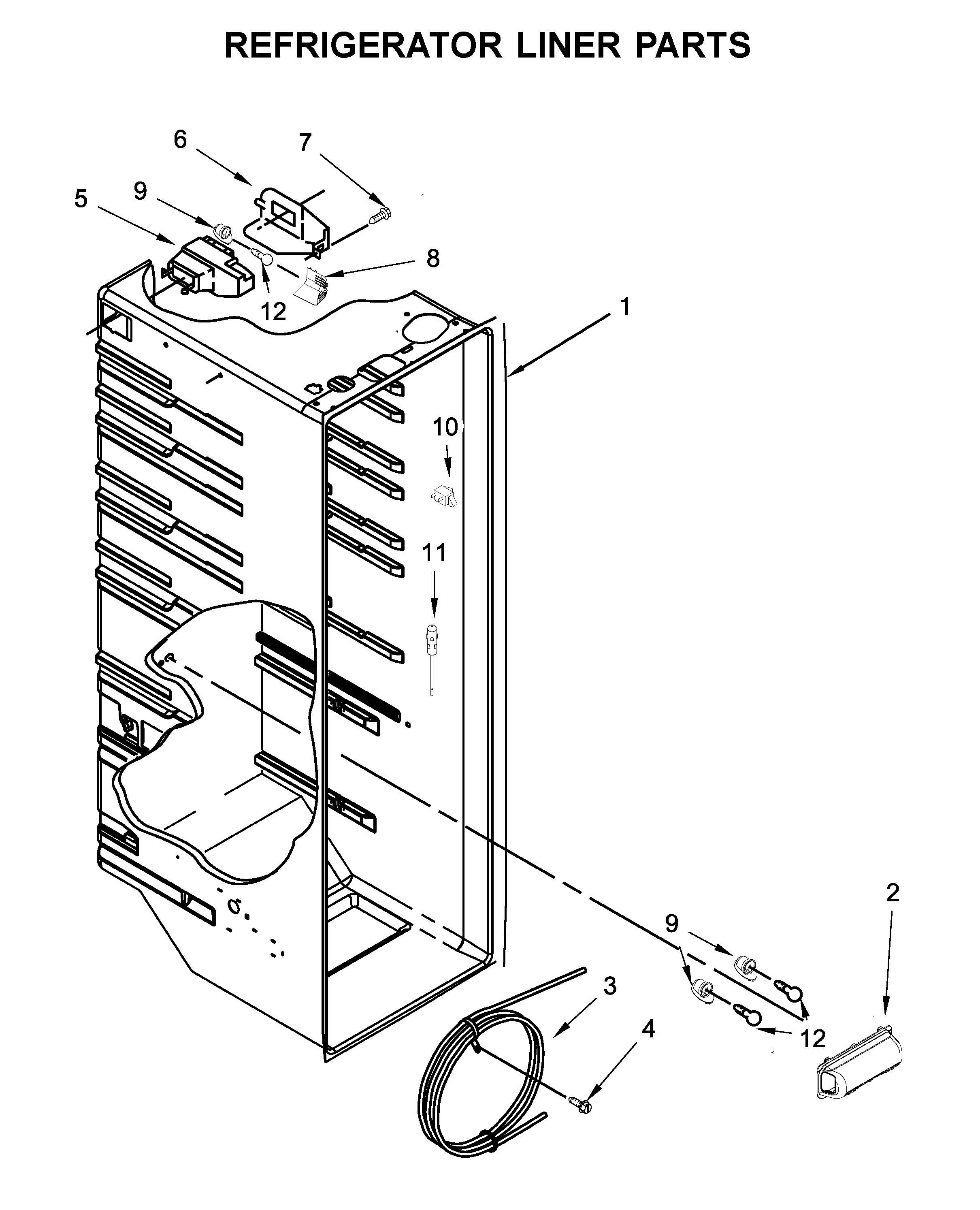 Kenmore 10651332710 refrigerator liner parts diagram
