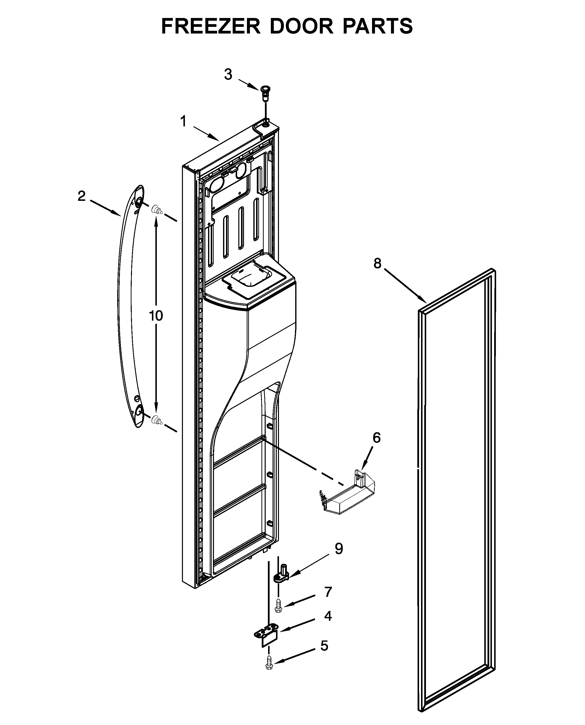 Kenmore 10651332710 freezer door parts diagram