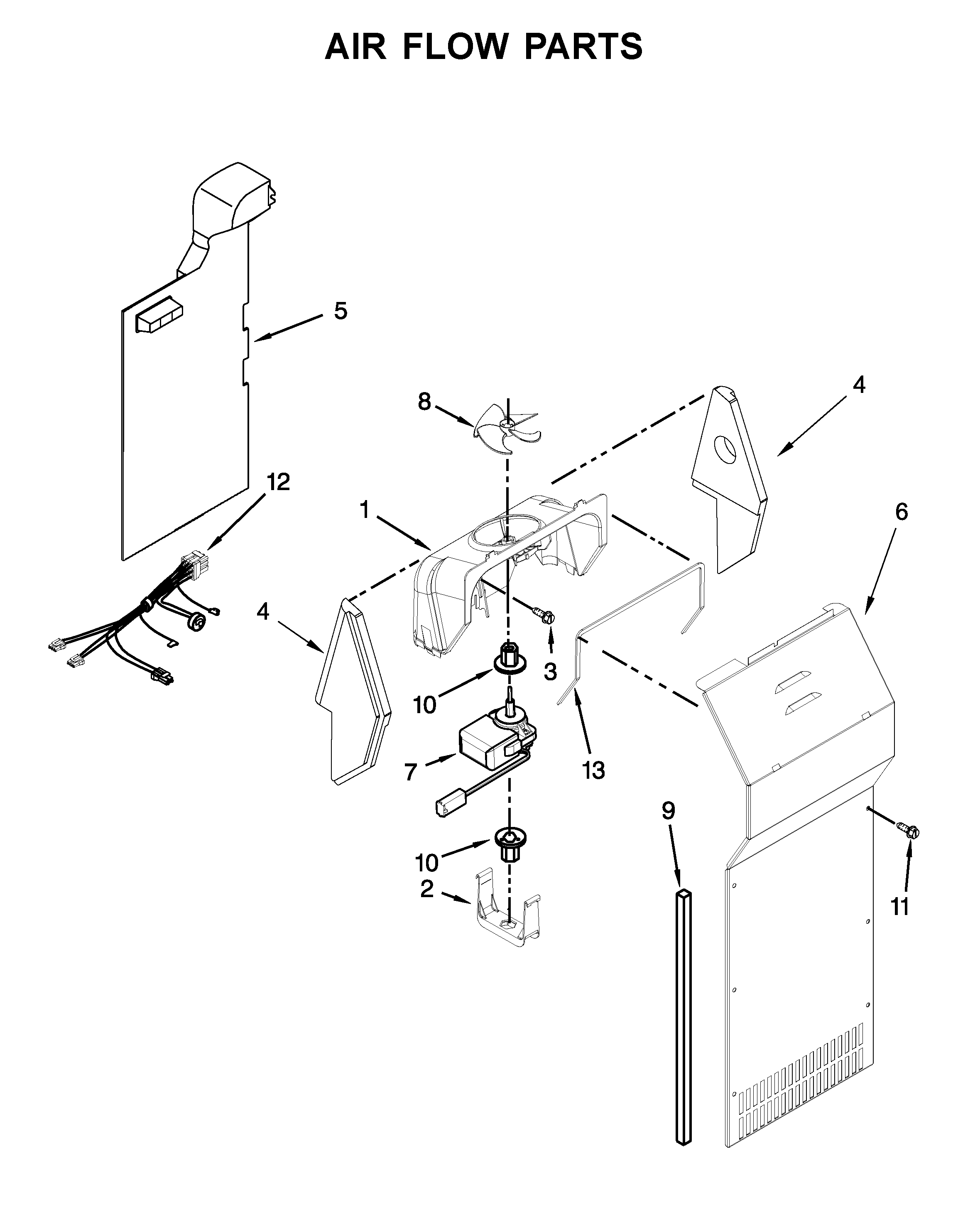 Kenmore 10651332710 air flow parts diagram